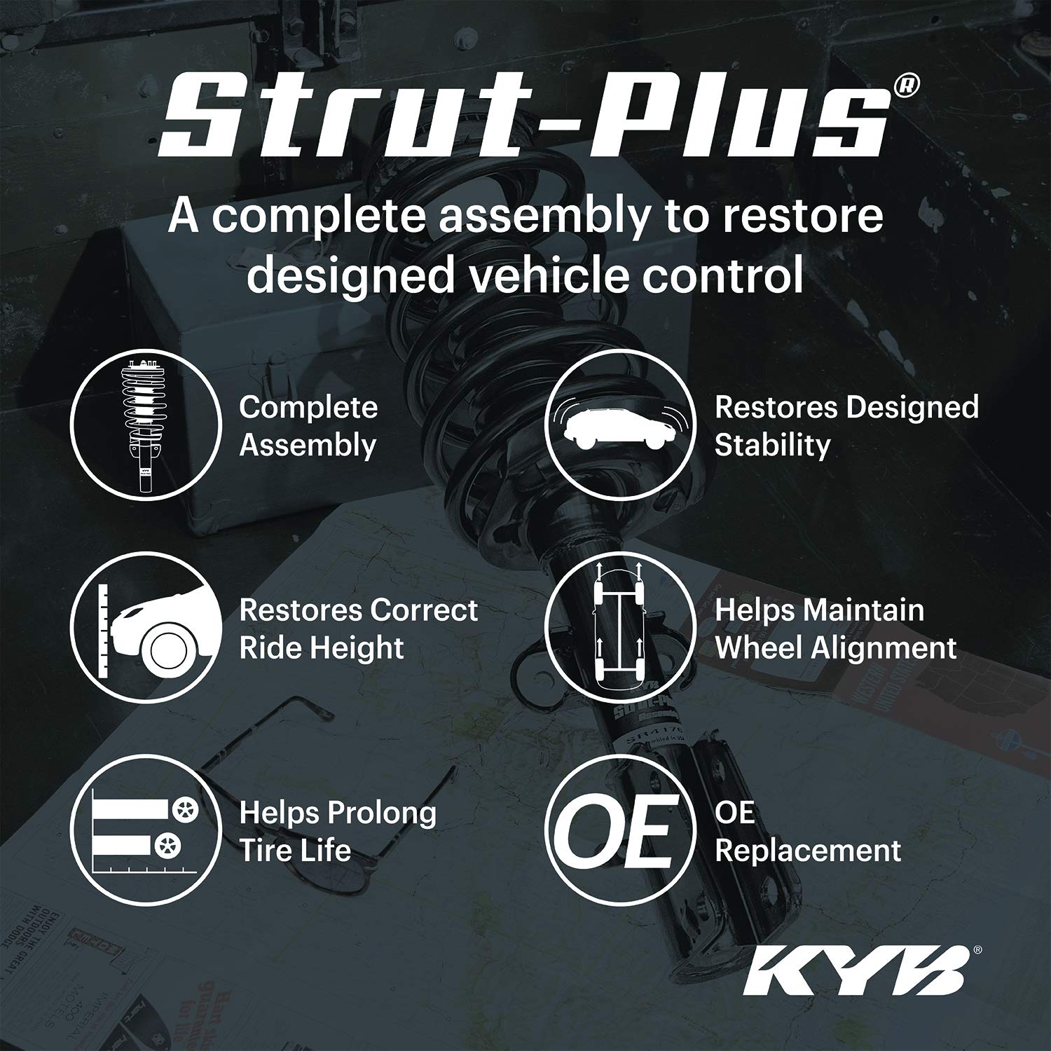 Kyb Sr4453 Strut-Plus Complete Corner Unit Assembly -Strut, Mount And Spring
