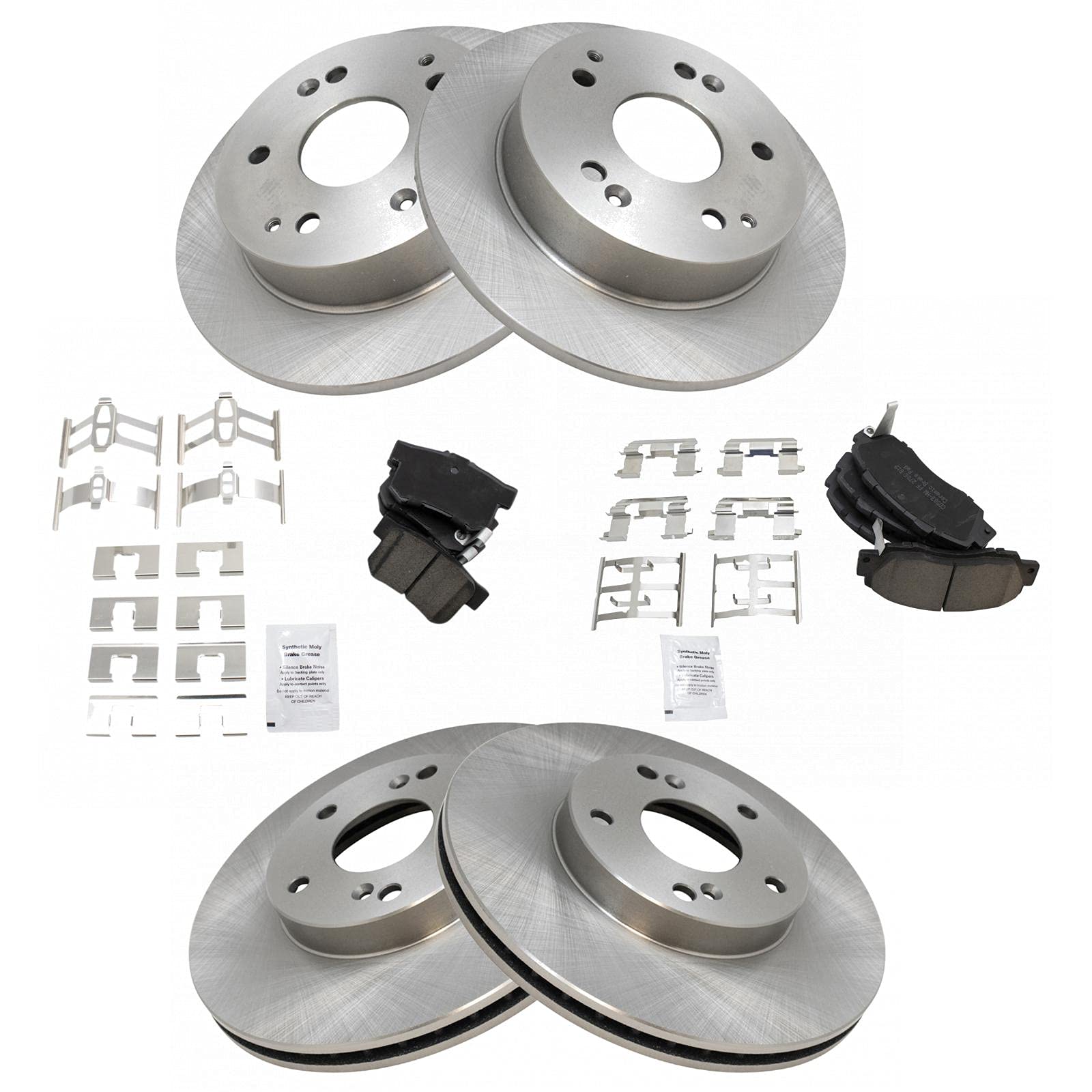 Trq Front And Rear Brake Pad & Rotor Kit Brake Pads Brake Rotor Ceramic Compatible With 1998-2002 Honda Accord