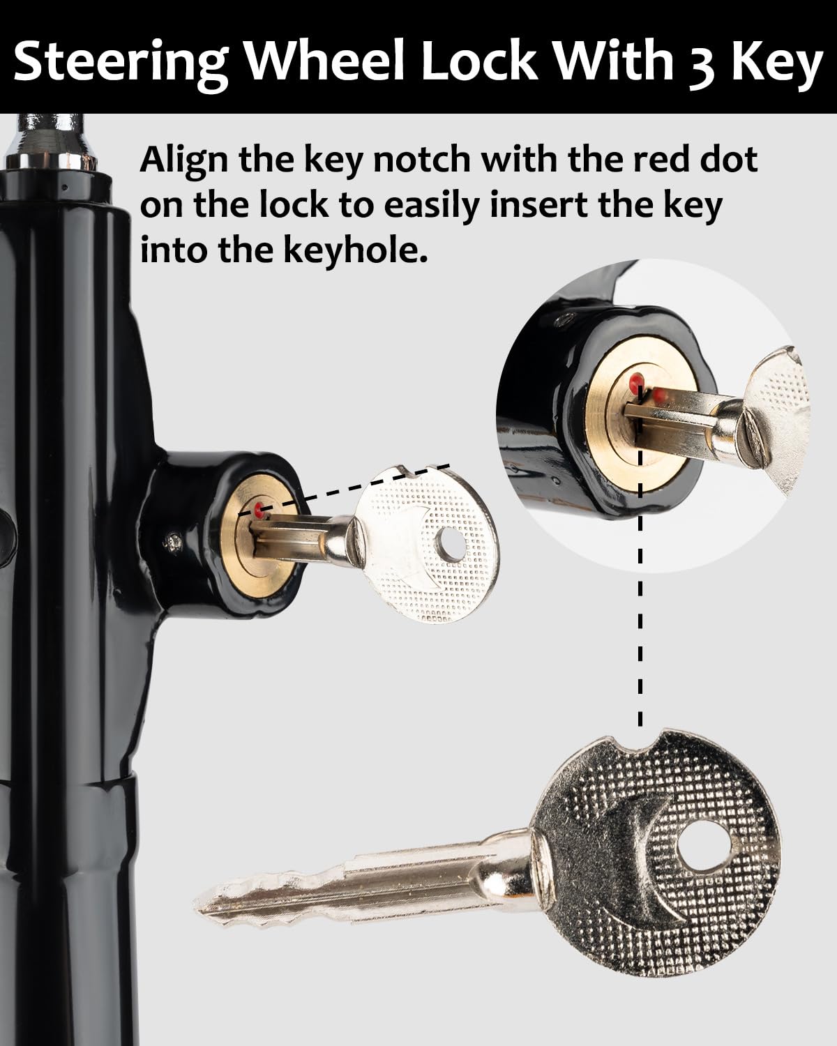 KNFRXO Steering Wheel Lock, Anti-Theft car Device, Car Wheel Lock of Heavy Duty, Vehicle Security Steering Wheel Lock with Adjus