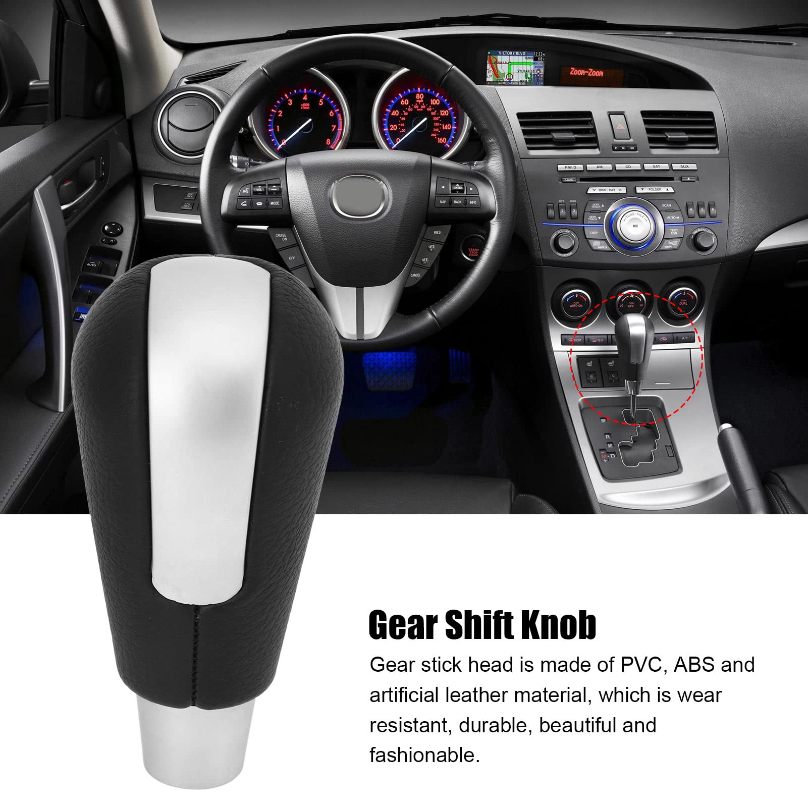 Aramox Car Gear Shift Knob, Manual Gear Shifter Knobs, Leather Gear Shifting Handle Gearstick Head Shift Lever Knob Replacement For Mazda 3 2008-2011 (Matte)