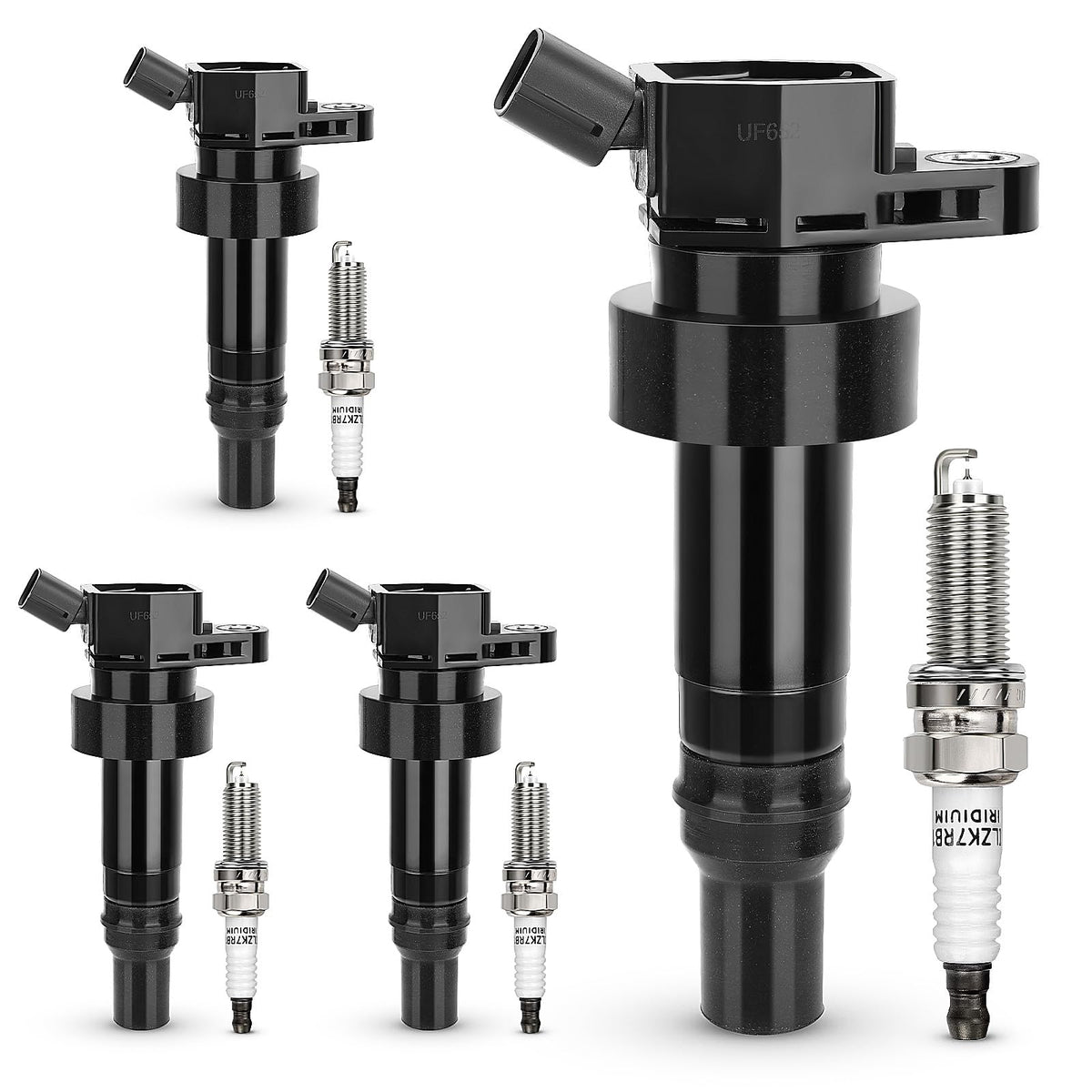 Uf652 Ignition Coil &93815 Double Iridium Spark Plug For 2012-2020 Hyundai Accent,2012-2017 Hyundai Veloster/2012-2020 Kia Rio,2