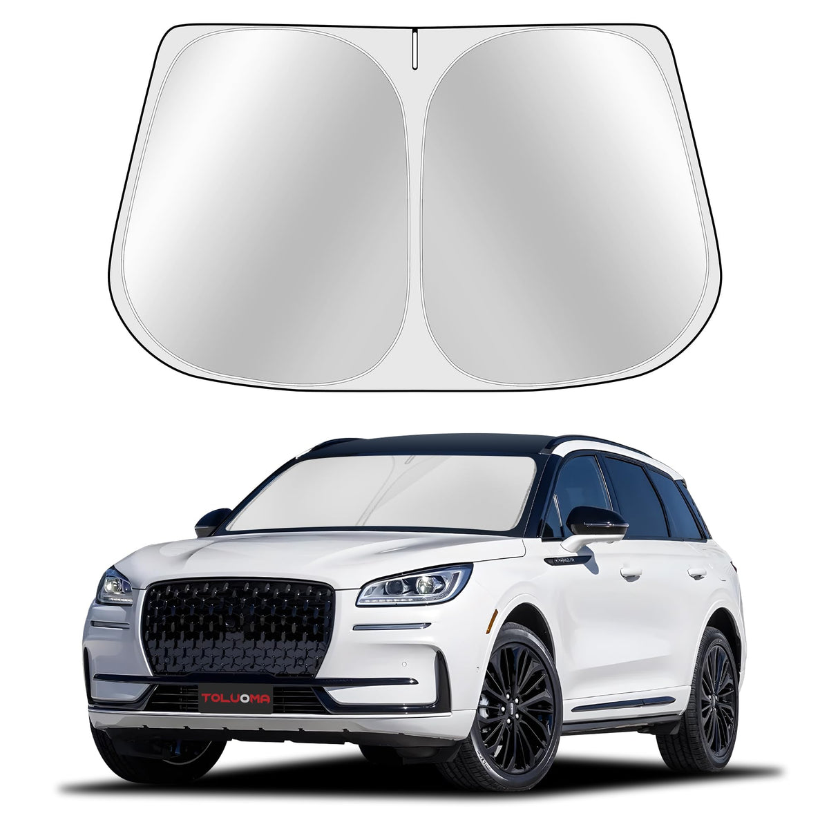 Toluoma Custom Fit Windshield Sun Shade For Lincoln Navigator 2018-2025 - Full Coverage, 210T Reflective Fabric, Double-Layer De