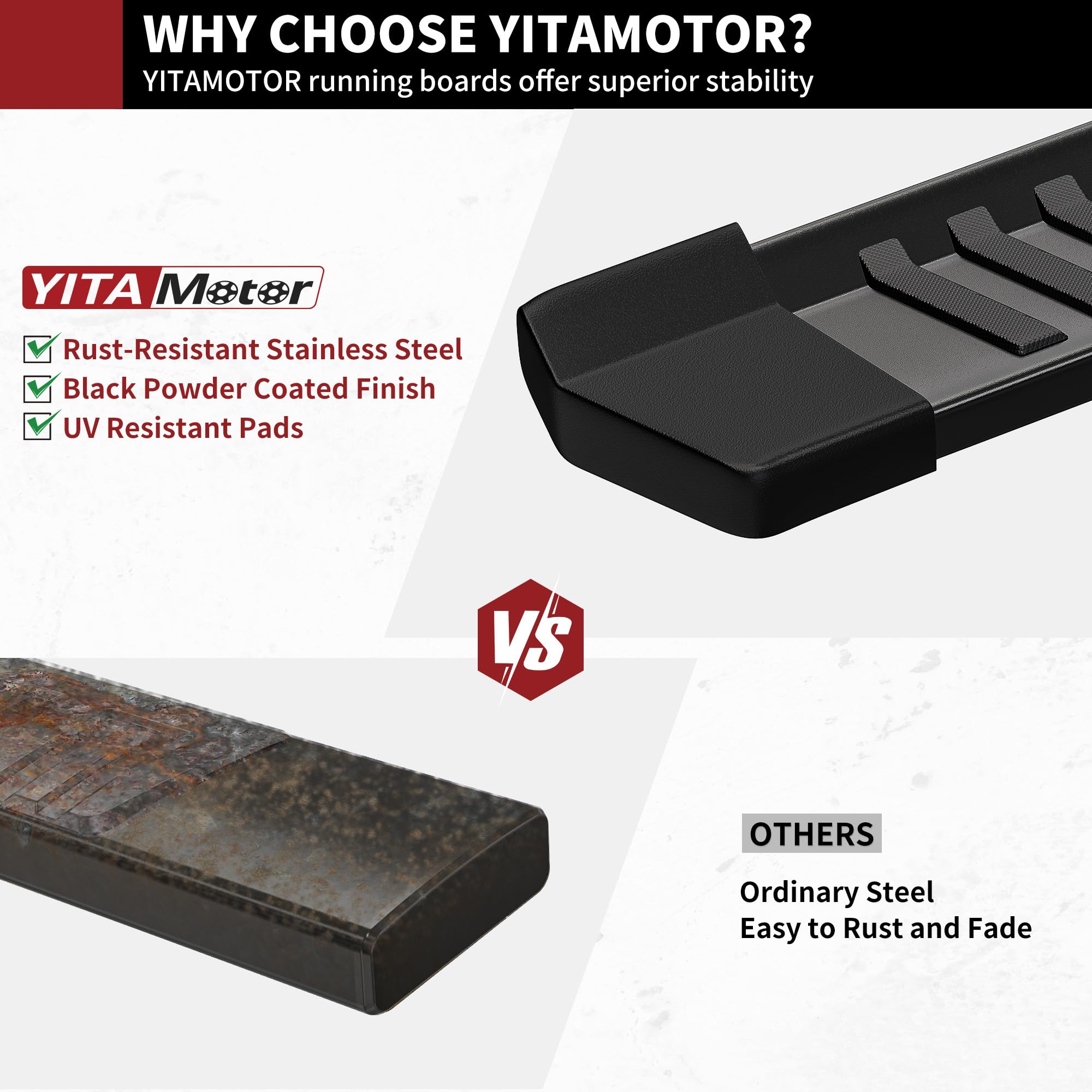 Yitamotor 6 Inches Running Boards Compatible With 2019-2025 Chevy Silverado/Gmc Sierra 1500 Crew Cab, 2020-2025 2500Hd 3500Hd Cr