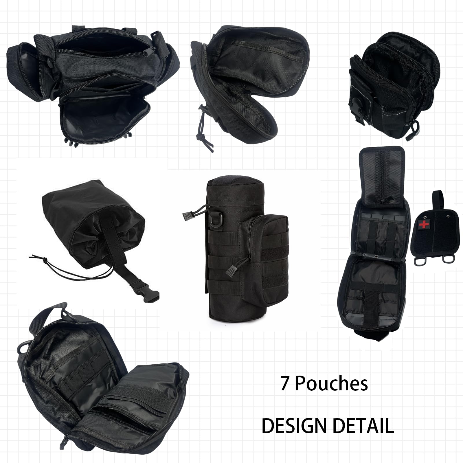 Meautele 8 Pack Tactical Molle Car Seat Back Organizer Vehicle Panel Organizer With 7 Detachable Molle Pouch For Car Truck Ford