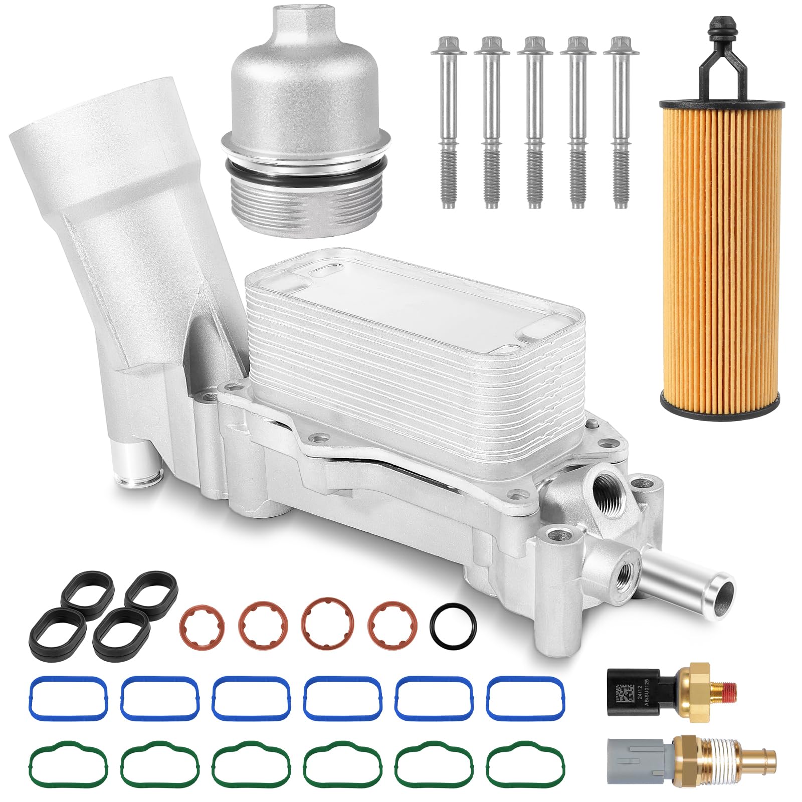 926-959 Oil Filter Housing Engine Oil Cooler Kit, Full Aluminum Oil Cooler Housing Fit For 2017 2018 3.6L Jeep Wrangler Grand Ch