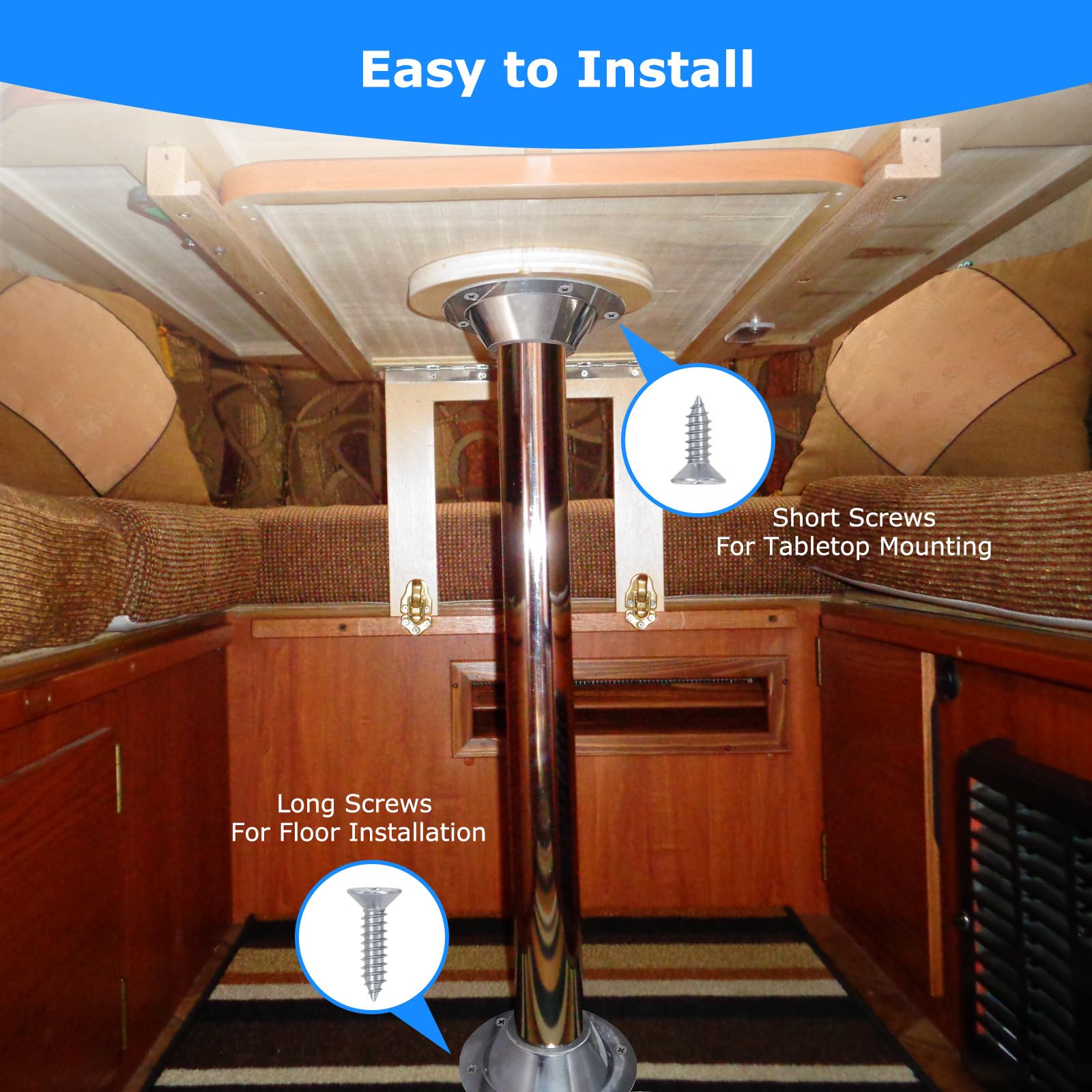 Jyincped 2-Pack Rv Table Base Mount,Camper Aluminum Rv Pedestal Table Leg Base Flange,Floor Mounting Bracket Flush Plate With 6