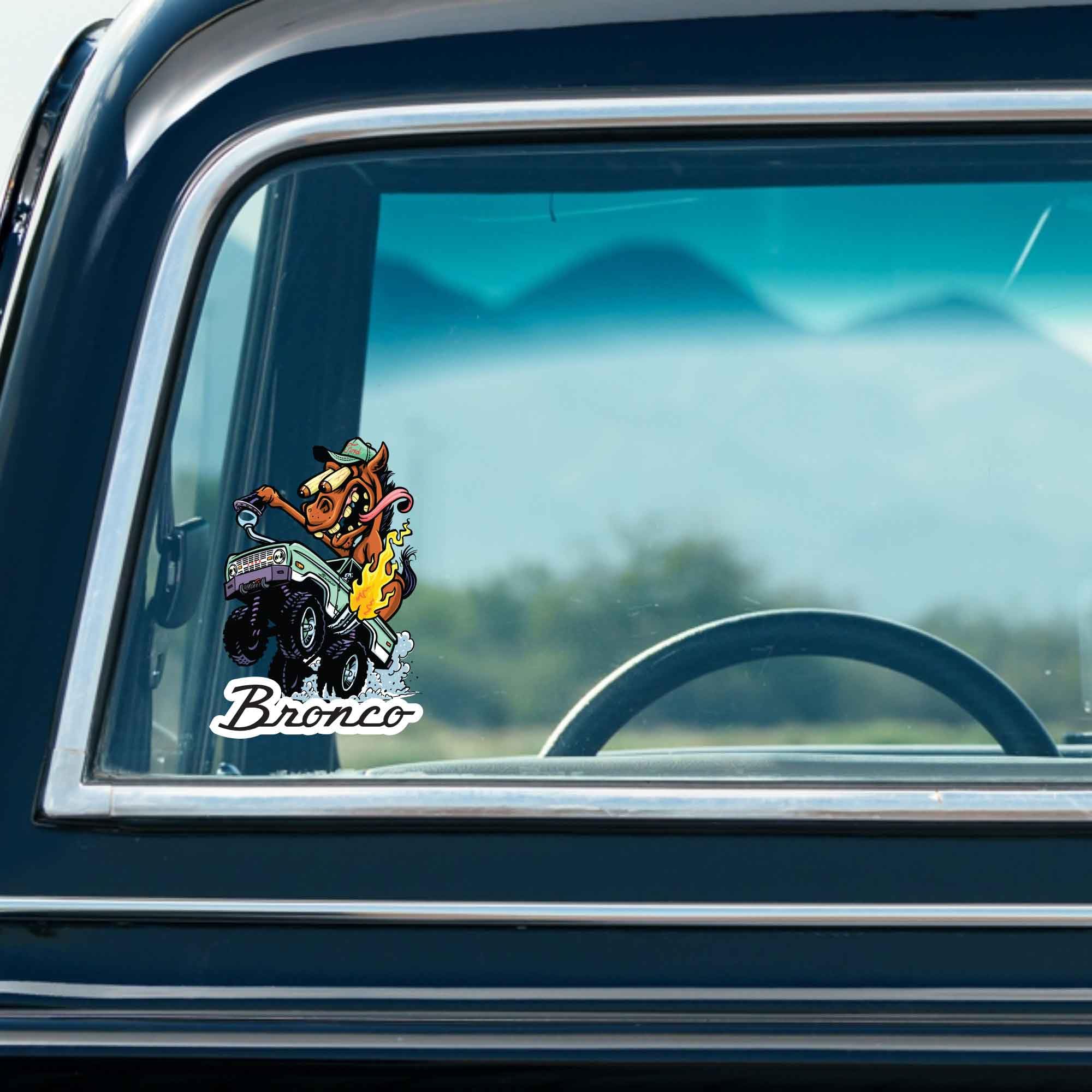 Ford Bronco Crazy Horse Adhesive Vinyl Decal - Fun Ford Bronco Sticker for Car, Window, Water Bottle or Laptop