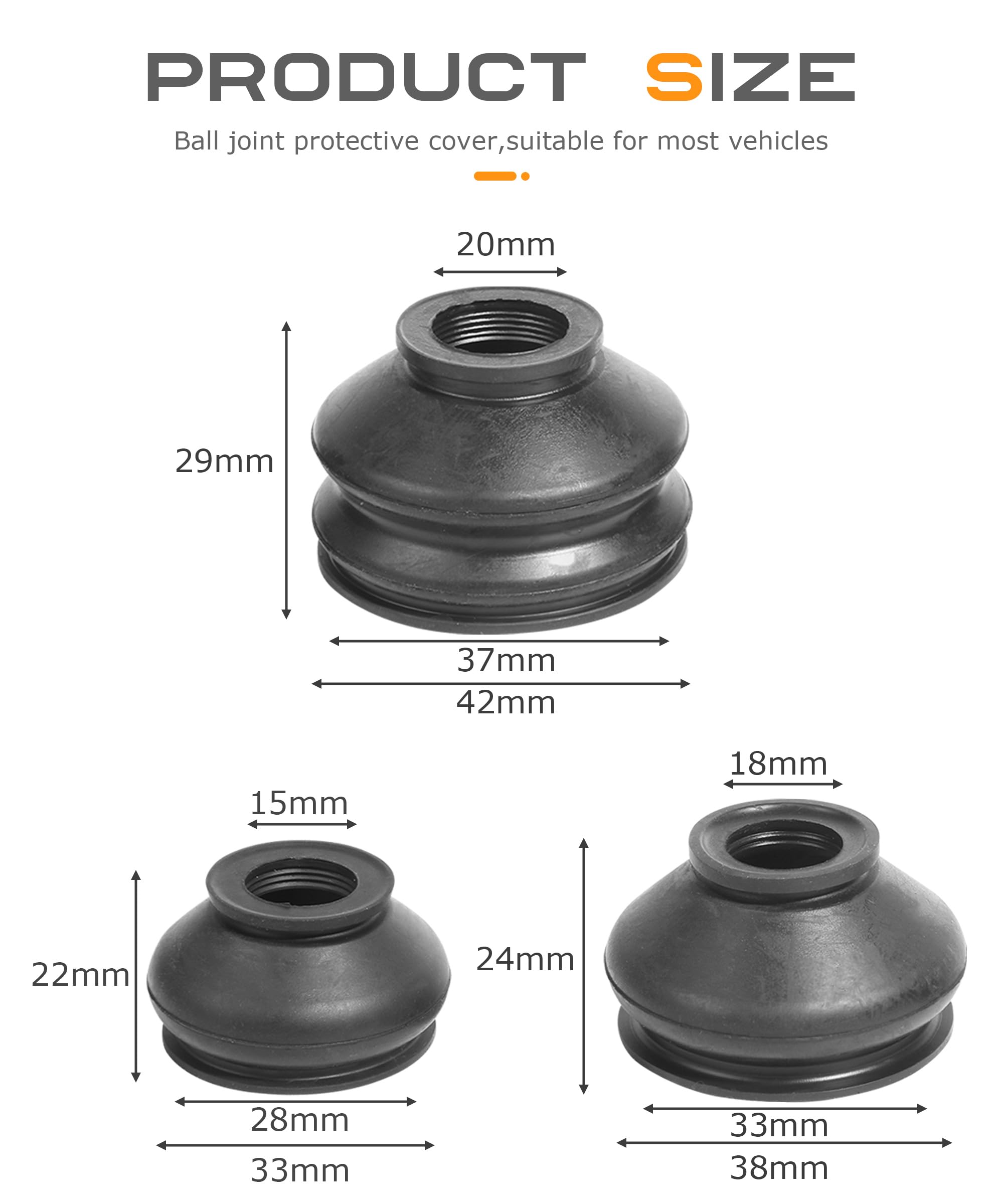 SCUARI 6PCS Tie Rod Boot,Car Accessories Rubber Tie Rod End Boot,Ball Joint Boot Replacement,Turn To Rod Arm Ball Joint Head Dus