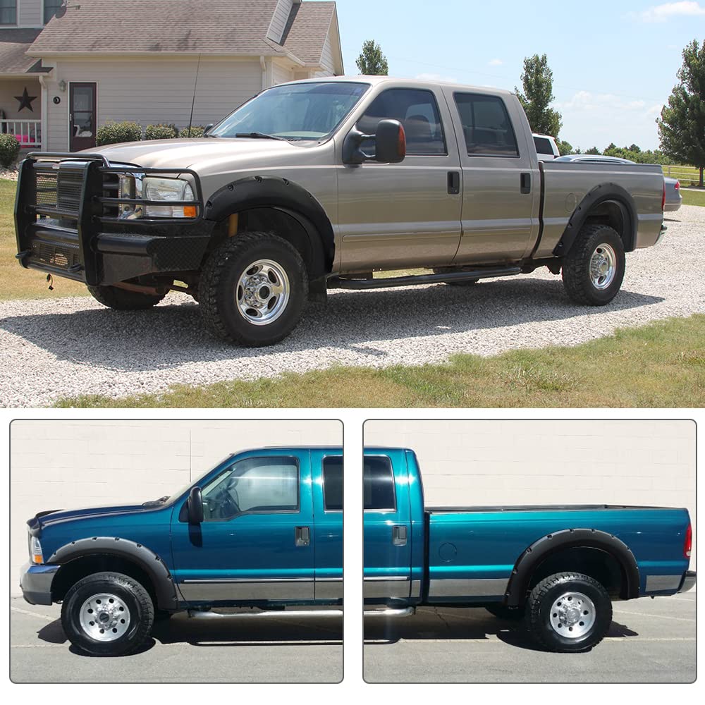 YITAMOTOR Fender Flares Kit, Compatible for 1999-2007 Ford F-250 / F-350 / F-450 Super Duty, Front Rear Wheels w/UV Protected &