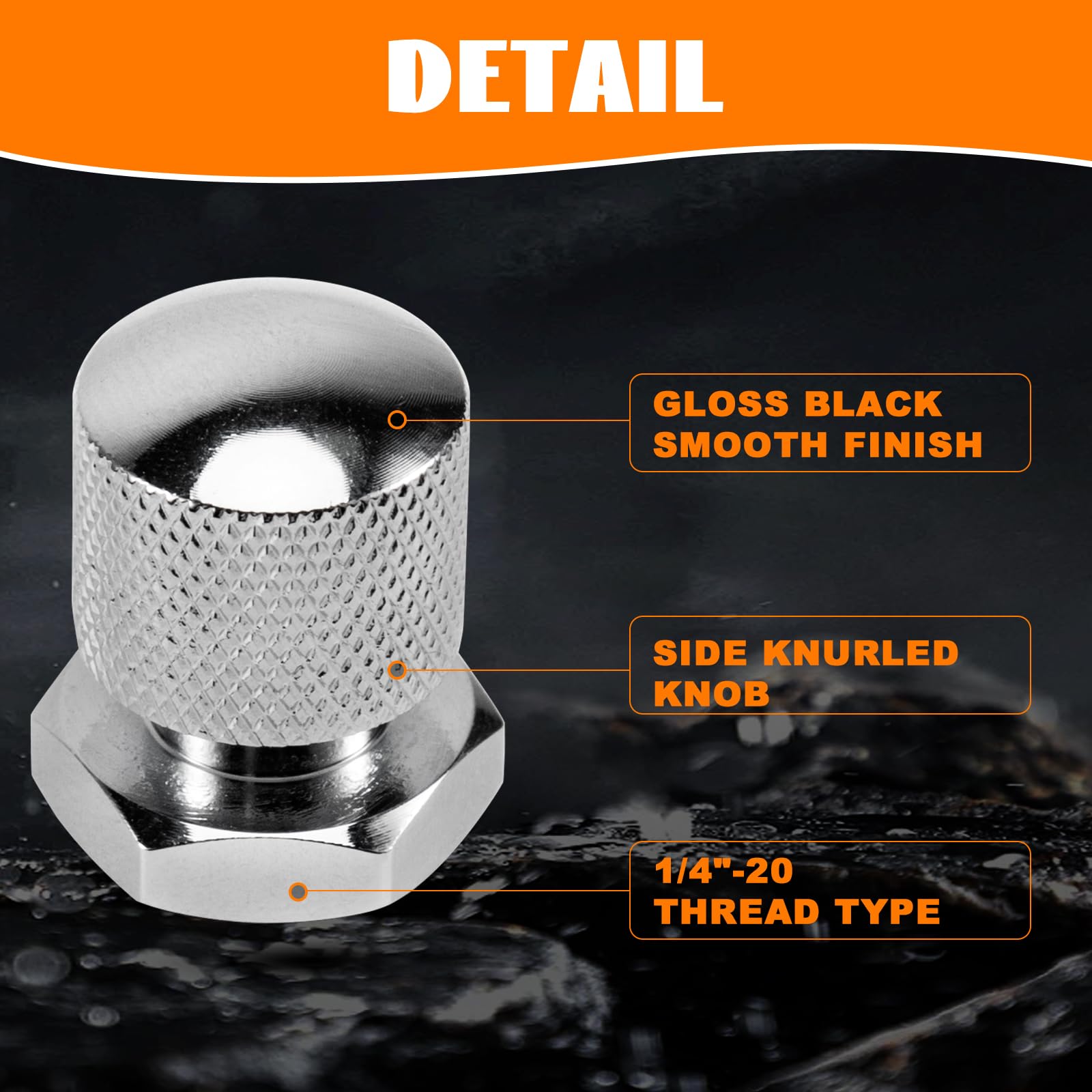 Eumti 3PCS Stainless Knurled Fender Rear Seat Bolt Screw with Solo seat mounting nut 1/4''-20 Thread Skull Pattern Black Eyes Ch