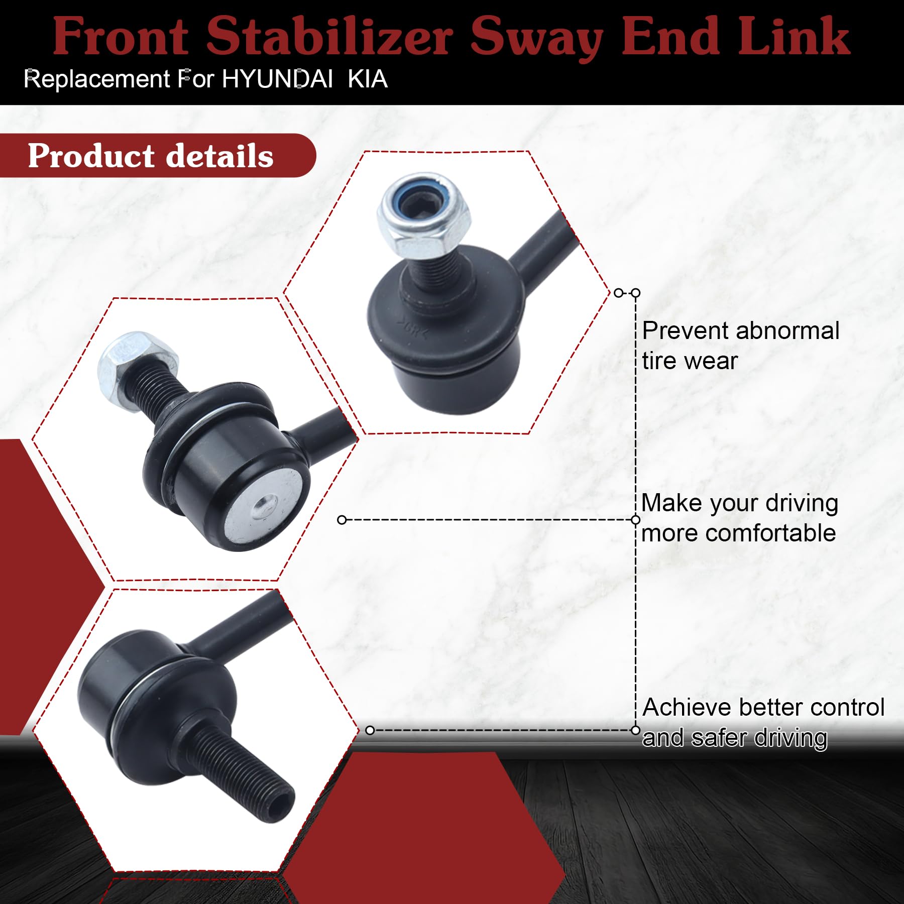 Stiueoav K750610 K750611 Sway Bar Link - Front Stabilizer End Link Compatible With 2011-2012 Sonata?2011-2012 Optima