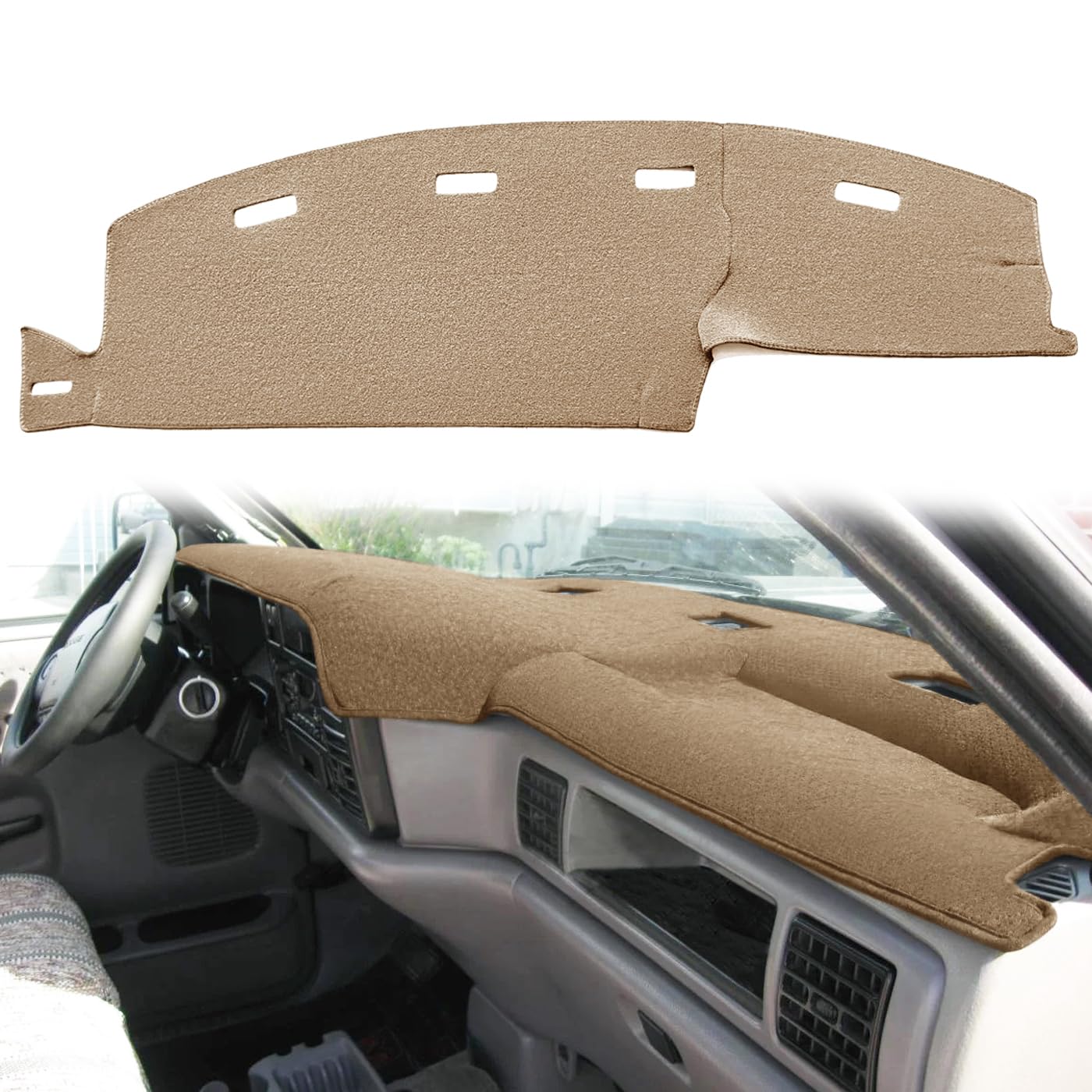 Yiz Dashboard Cover Dash Cover Mat Pad Custom Fit for Dodge Ram 1500 2500 3500 1994 1995 1996 1997 (94-97Beige) J23
