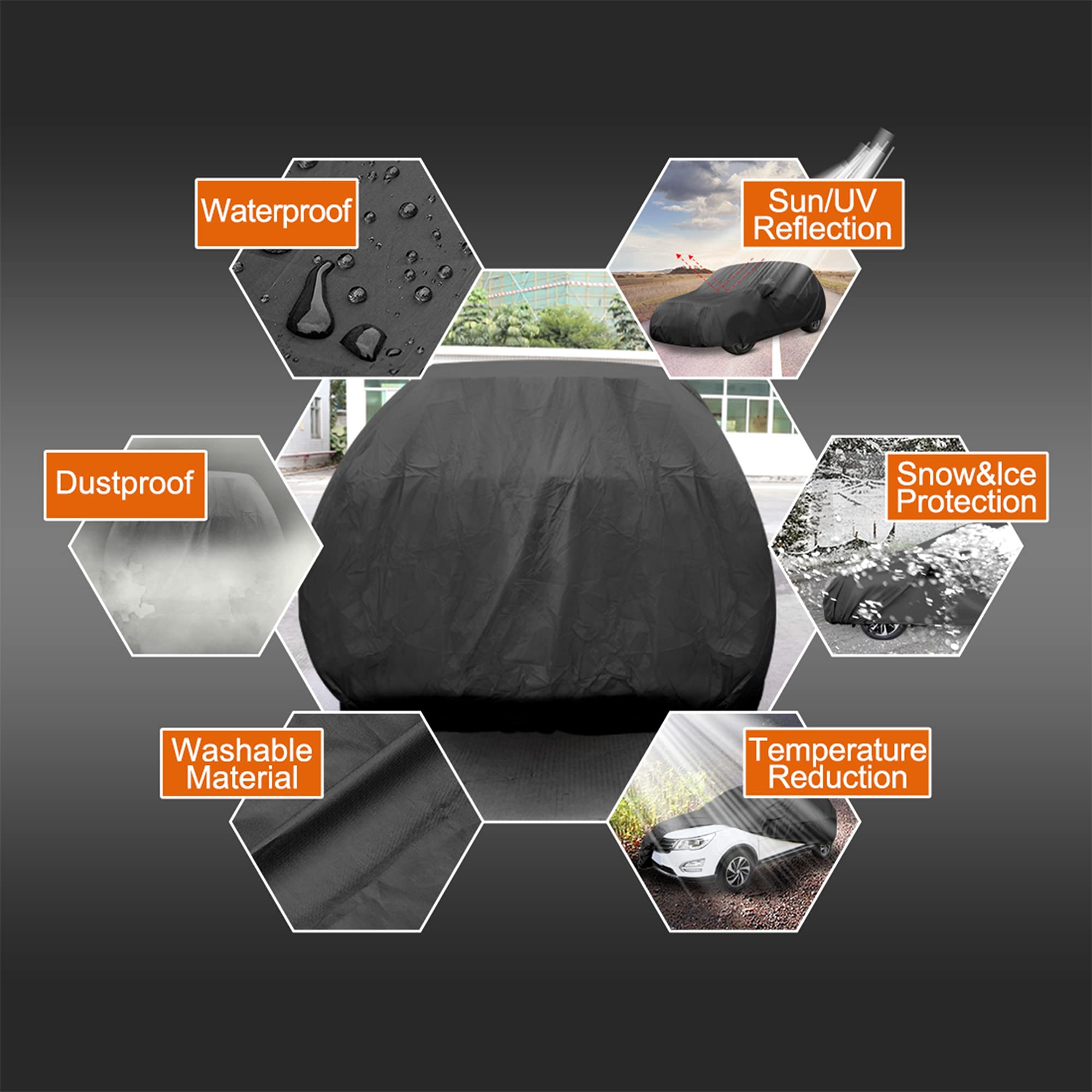 uxcell YXL Heavy-Duty Waterproof & Breathable Car Cover with Mirror Pockets - UV/Snow/Rain/Dust Resistant Protection for SUV, Tr