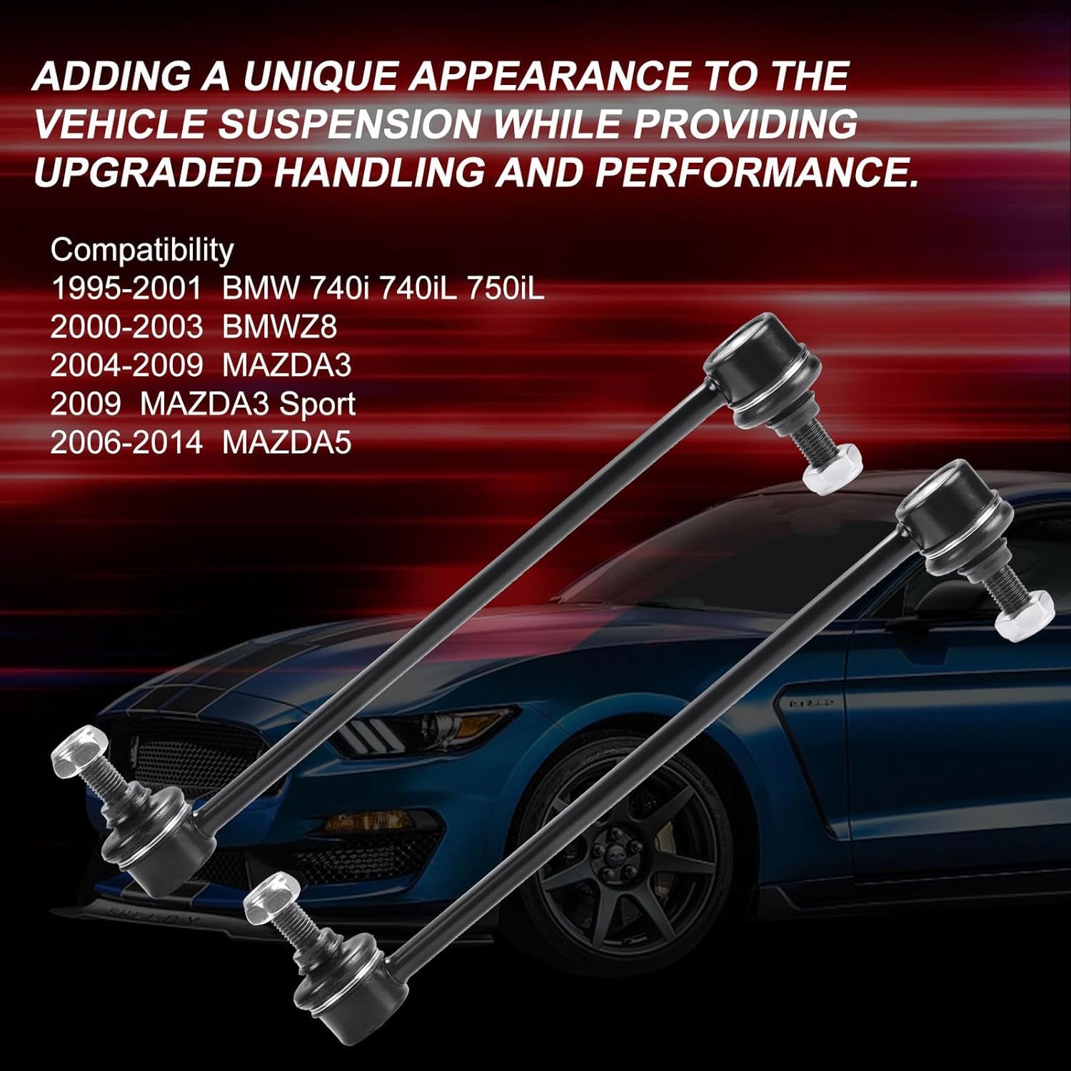 K80235 Sway Bar Links - Front Stabilizer Bar End Links Compatible With 2004-2009 Mazda 3 2006-2014 Mazda 5 1995-2001 Bmw 740I 74