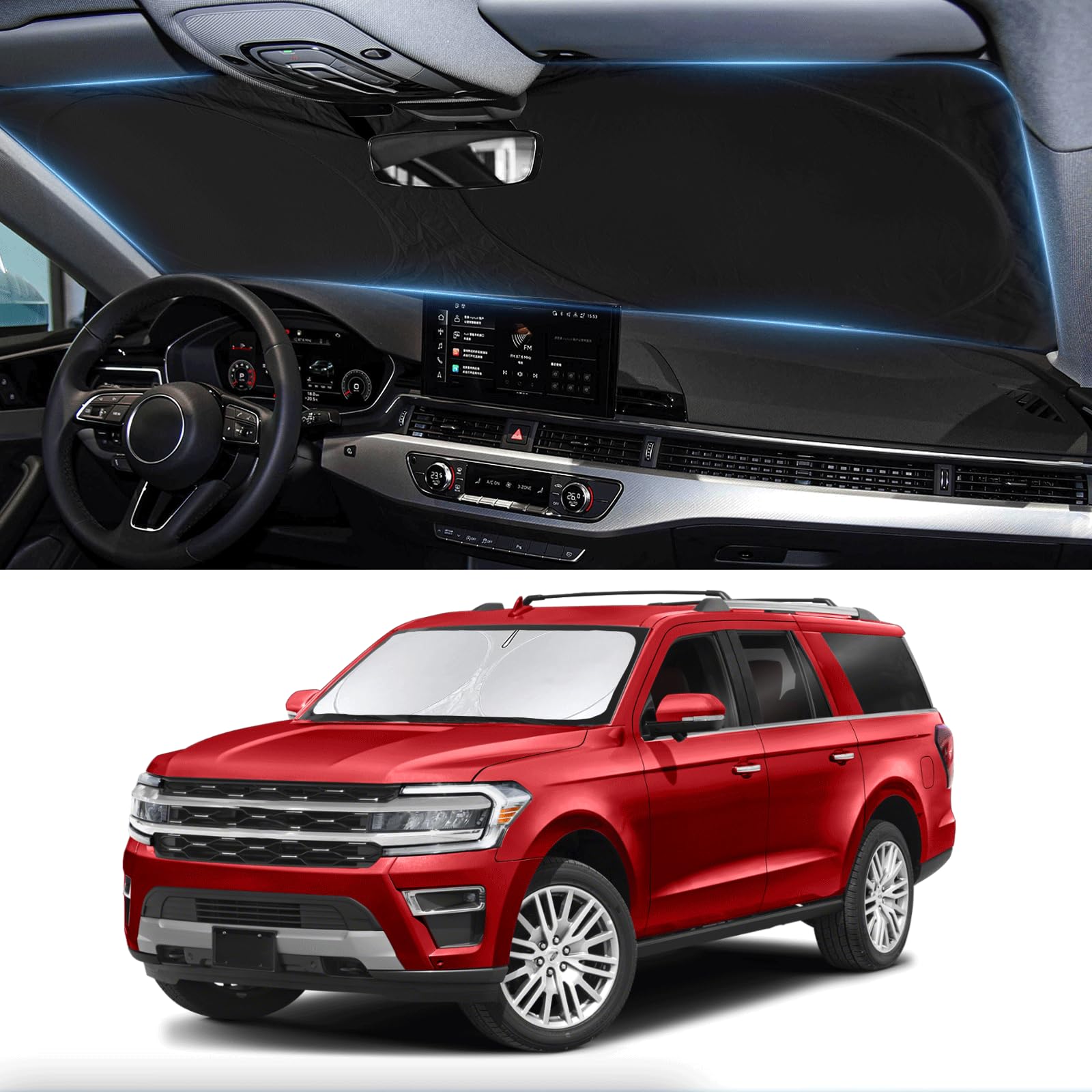 Windshield Sun Shade for Ford Expedititon 2018-2023 2024 2025 Sun Visor