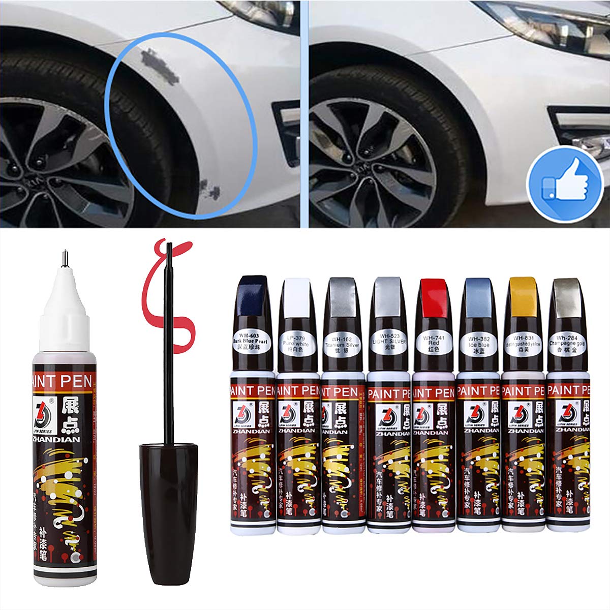 XTryfun Fill Paint Pen Car Scratch Repair Black Touch Up Paint Special-purpose Paint Touch-up Pen Multi-color Optional for Vario