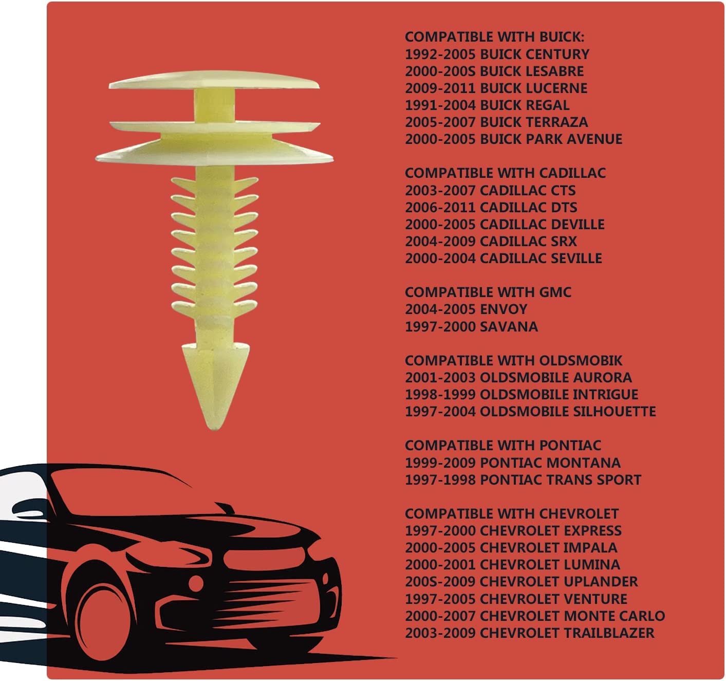 20Pcs 8Mm Hole Door Trim Panel Retainer Trimming Fasteners Compatible With Gm Chevy Buick Gmc Jimmy Pontiac 10153057