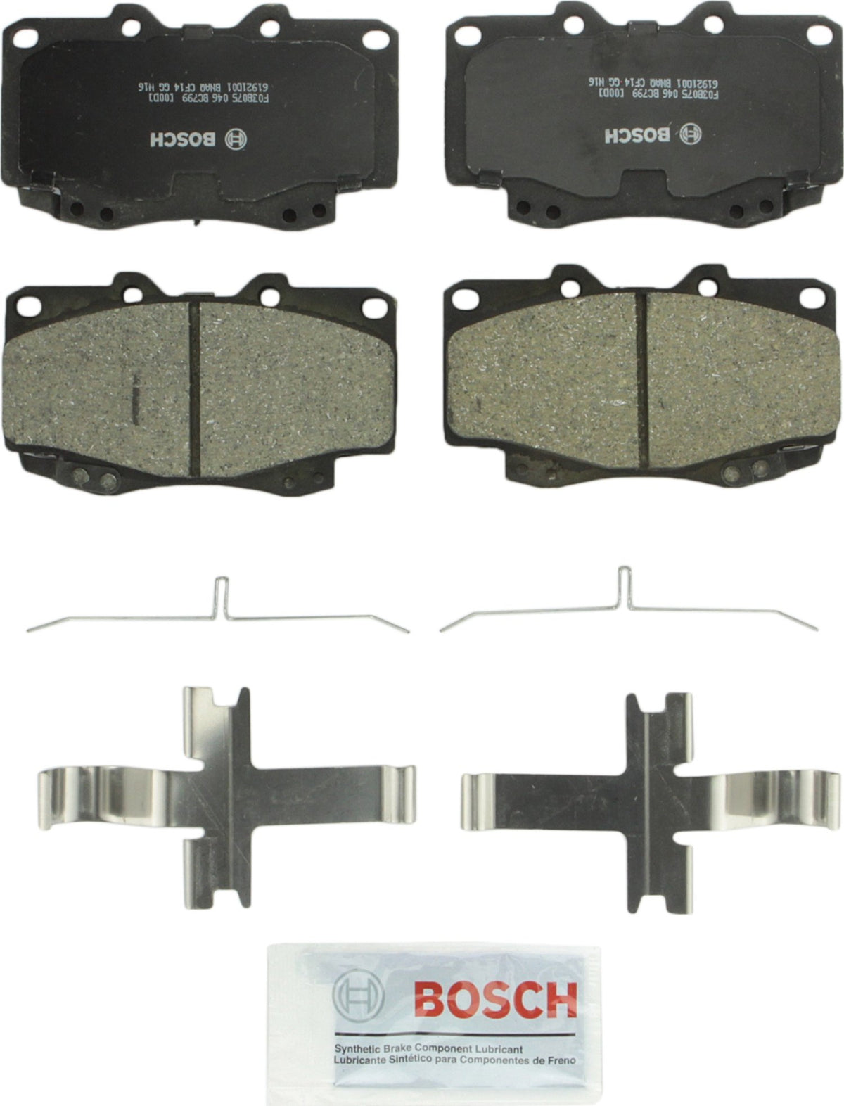 BOSCH BC799 QuietCast Premium Ceramic Disc Brake Pad Set - Compatible with Select Toyota Tacoma; FRONT