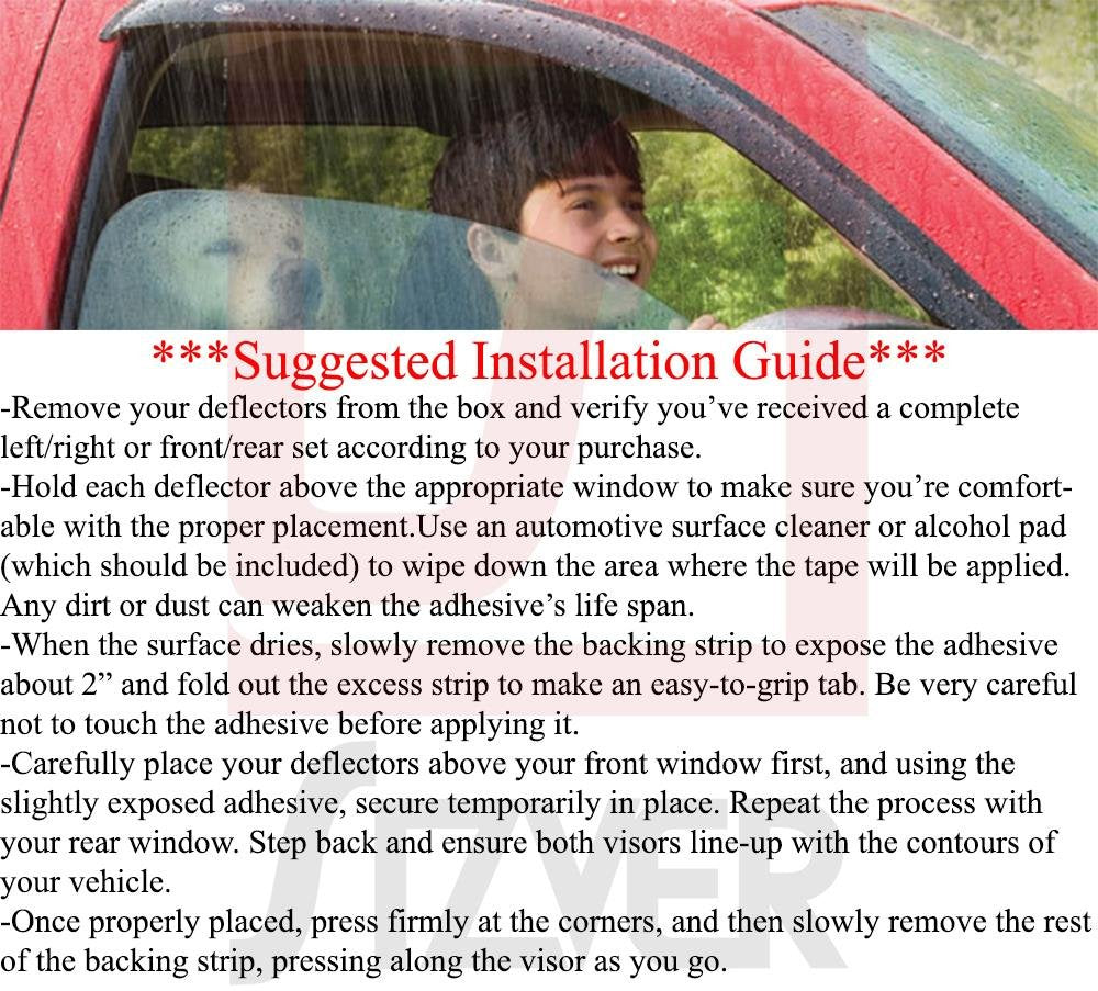 Sizver Smoked Window Visors/Wind Rain Deflector Rain Guard For 2005-2015 Toyota Tacoma Double Cab Only