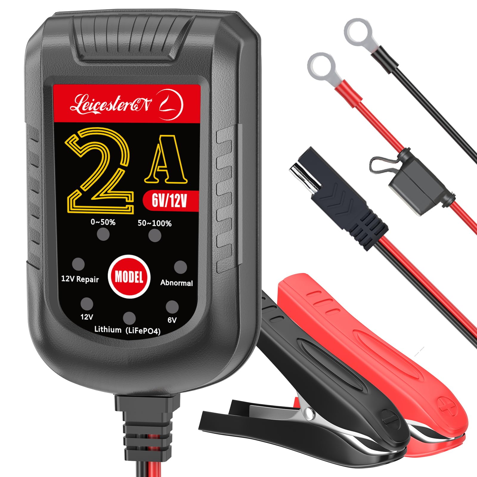 LST Trickle Battery Charger Automatic Maintainer 6V 12V Smart Float Charger for Automotive Car Motorcycle Lawn Mower Tractor SLA ATV AGM Gel Cell Lead Acid Batteries