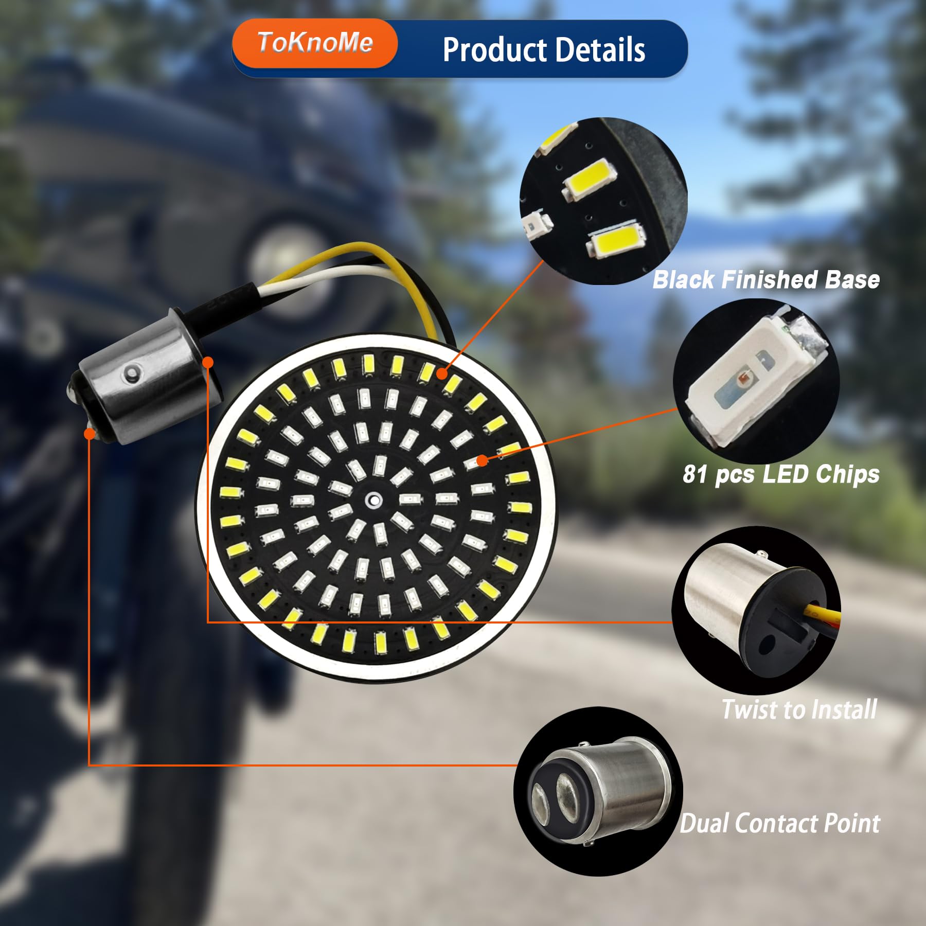 Toknome 1157 Led Turn Signals 2'' Front Rear Bulbs 81 Led Lights Smoke Lens Covers Kit Compatible With Harley Davidson Softail D