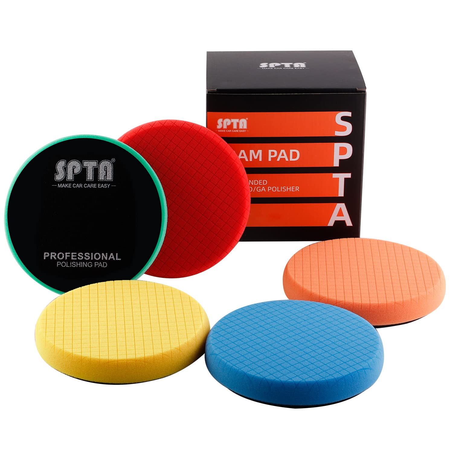 Buffing Polishing Pads, Spta 5Pc 4.5Inch Face For 4 Inch 100Mm Backing Plate Compound Buffing Sponge Pads Cutting Polishing Pad
