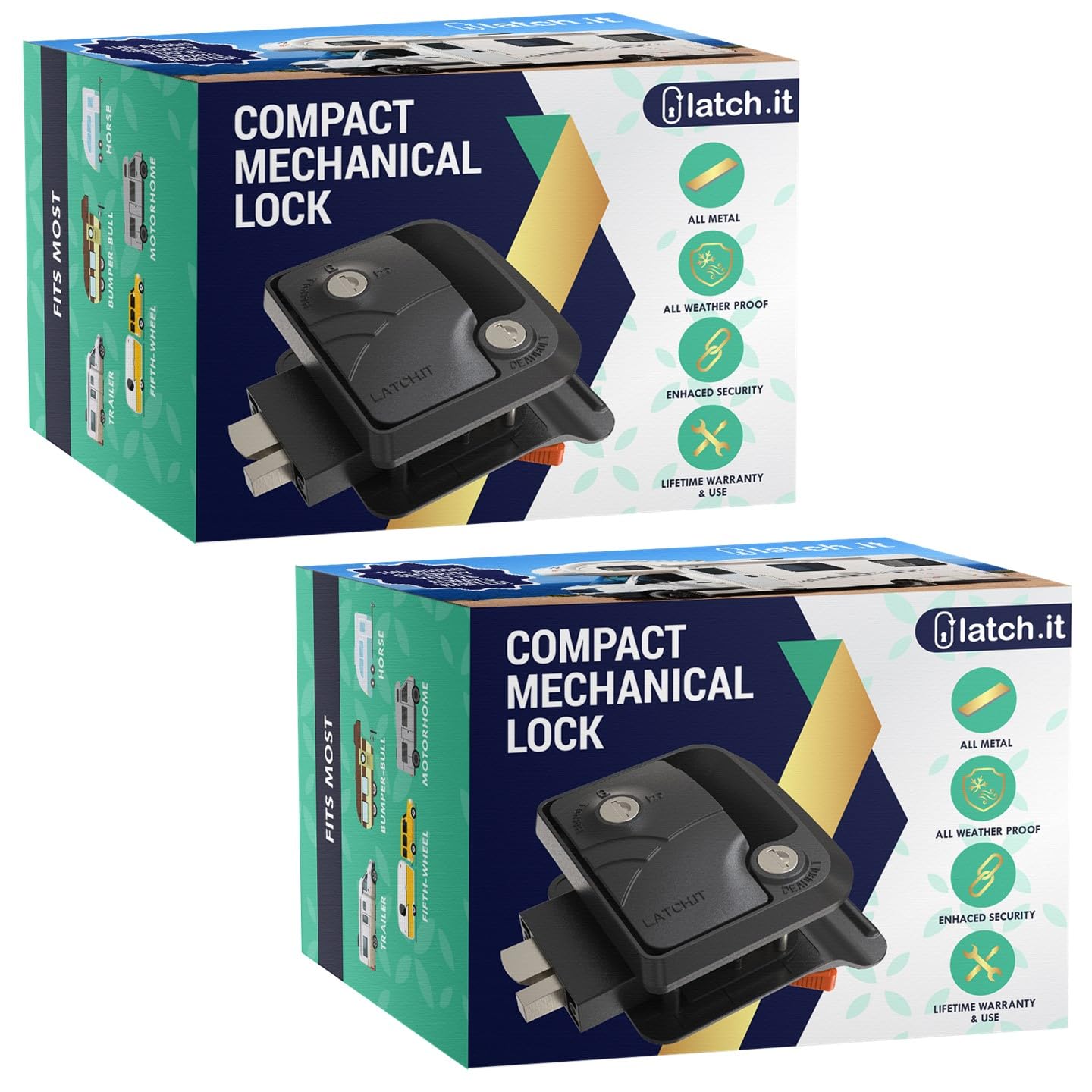 Latch.It Rv Door Locks | Keyed-Alike Mini Mechanical Rv Door Latch | Rv Door Lock Replacement | 100% Metal Camper Door Lock | Rv