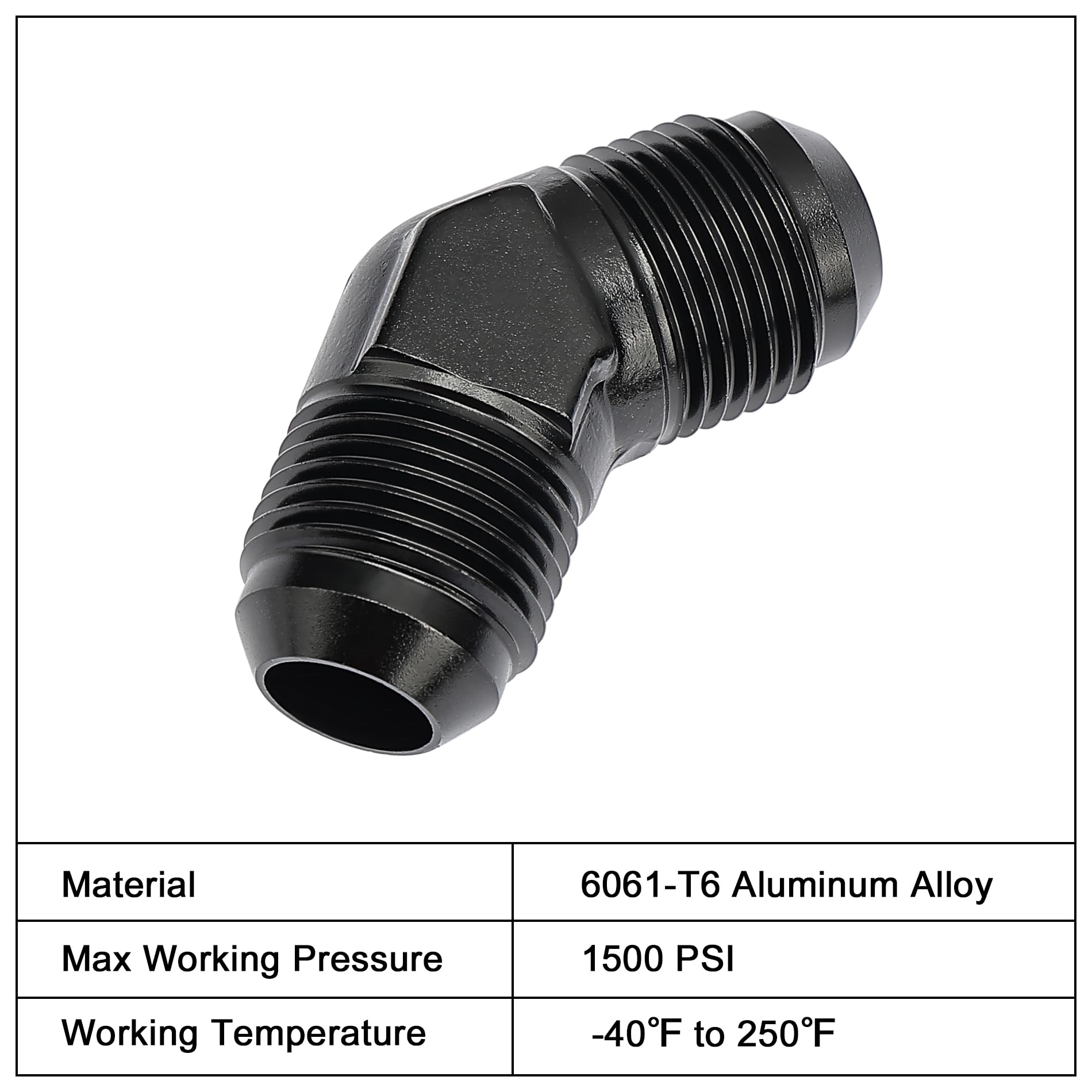 EVIL ENERGY 10AN Male to Male Flare 45 Degree Union Coupler Fitting Coupling Aluminum Black