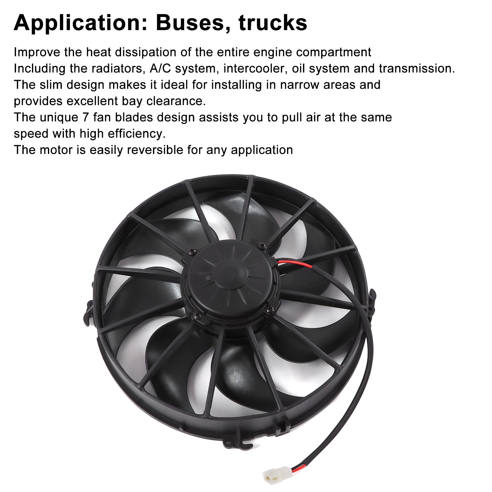 Ac Condenser Fan,Kimiss 7 Blades Car Air Conditioner Cooling Fan 24V 3200R/Min Pull Type For Buses Trucks(Plastic Metal)