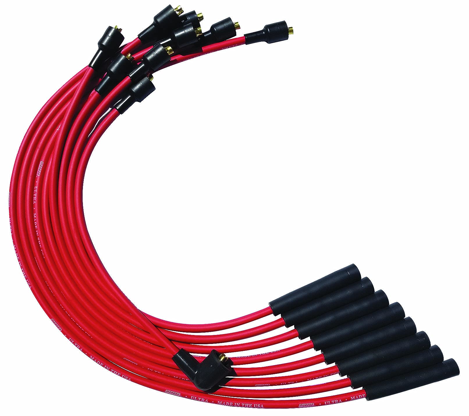 Moroso 52056 Ultra Series Red Spark Plug Wires, Mopar Chrysler Early 273/318/340/360, Straight Plug Ends, Straight Distributor E