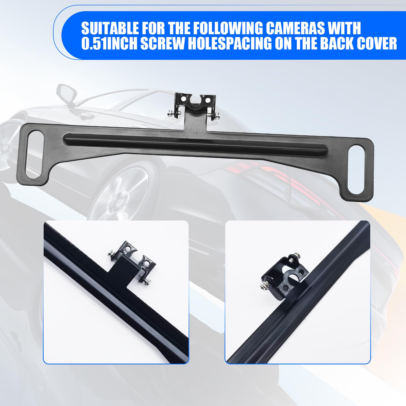 Flygun Pack-1 Car Rear View Camera Bracket, Metal Dash Cam Mount Kit, Waterproof License Plate Mount, Back Up Camera Installatio