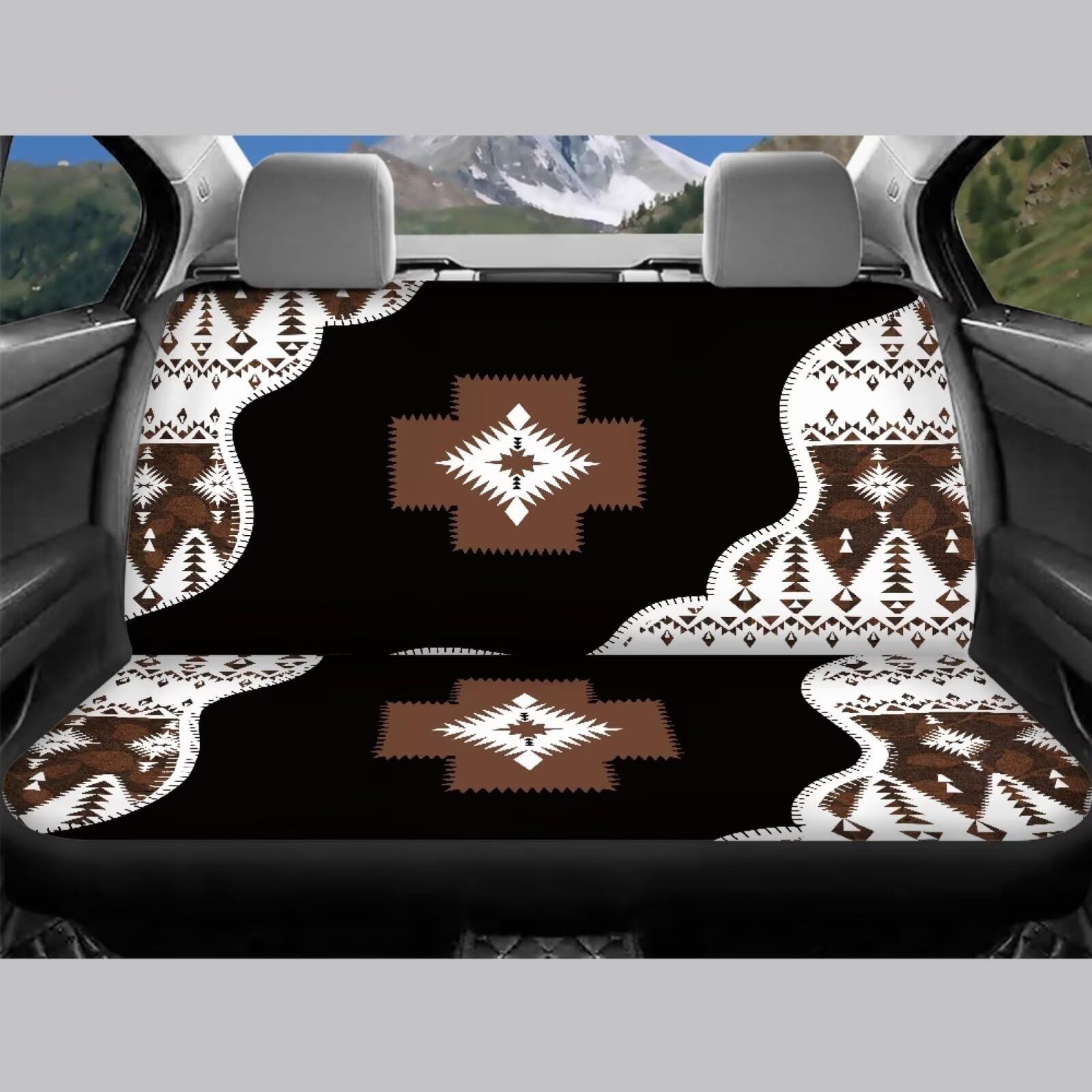 TSVAGA 4Pcs Car Seat Cover Full Set for Most Cars SUVs, Boho Car Accessories Leather Seat Protector Anti Scratch, Universal Auto