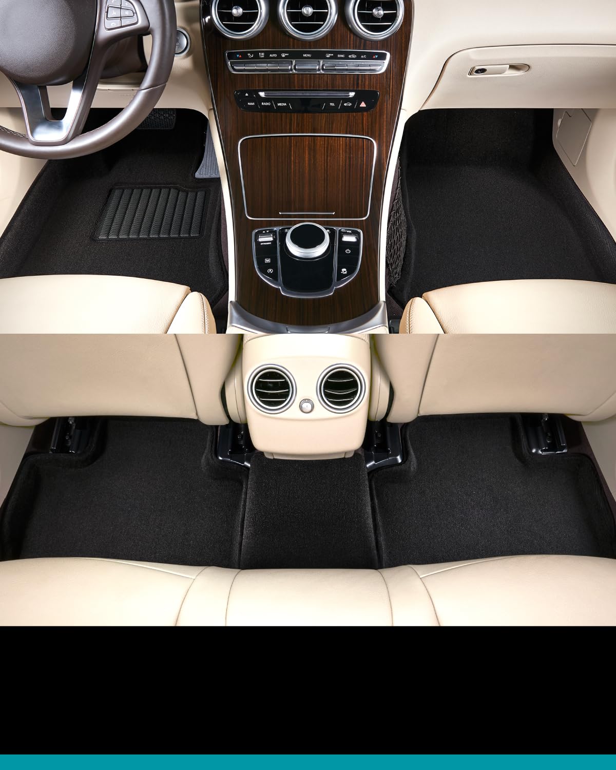 3D Maxpider Custom Fit Elegant Floor Mat (Black) Compatible With Tesla Model Y 2020 - Full Set