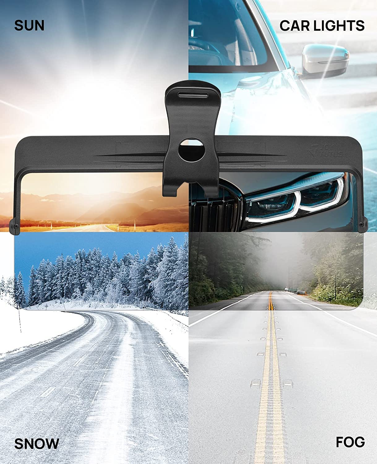 Joytutus Sun Visor For Car, 2 Pack Polarized Sun Visor Extender Universal Anti-Glare Easy To Install, Uv400 Car Visor Extension