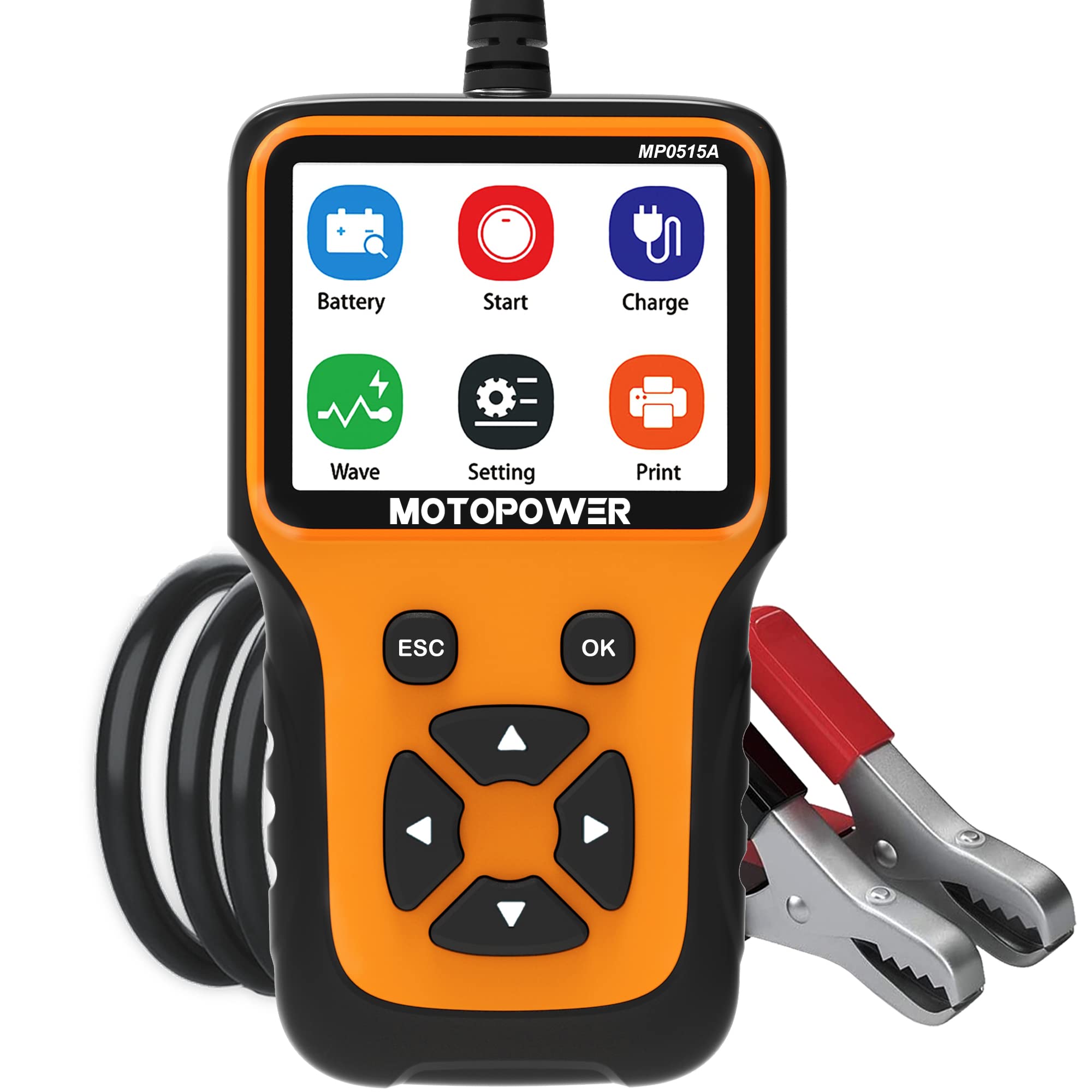 MOTOPOWER MP0515A 12V Car Battery Tester Automotive 100-2000 CCA Battery Load Tester Auto Cranking and Charging System Test Scan