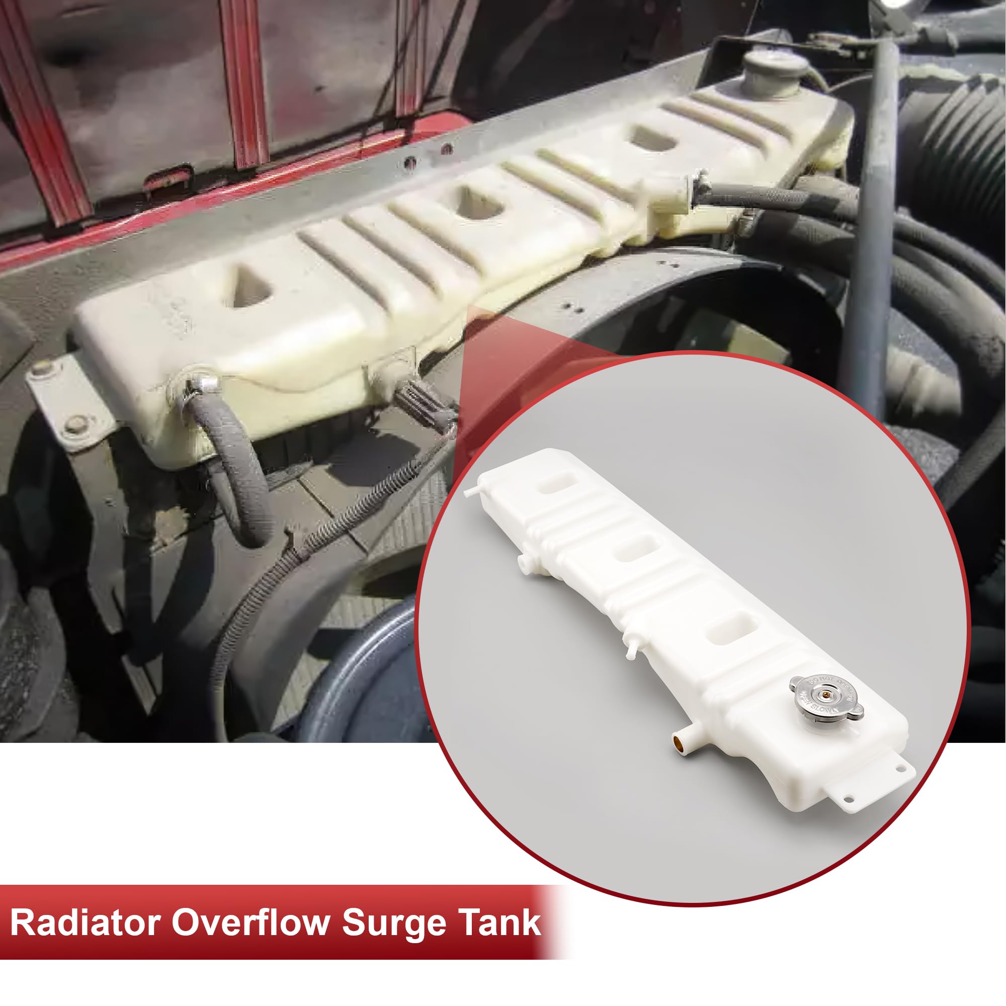 Radiator Overflow Reservoir Bottle Coolant Surge Expansion Tank with Cap for Ford Truck F600 F700 F800 1980-1998 F6HZ-8A080-B F5