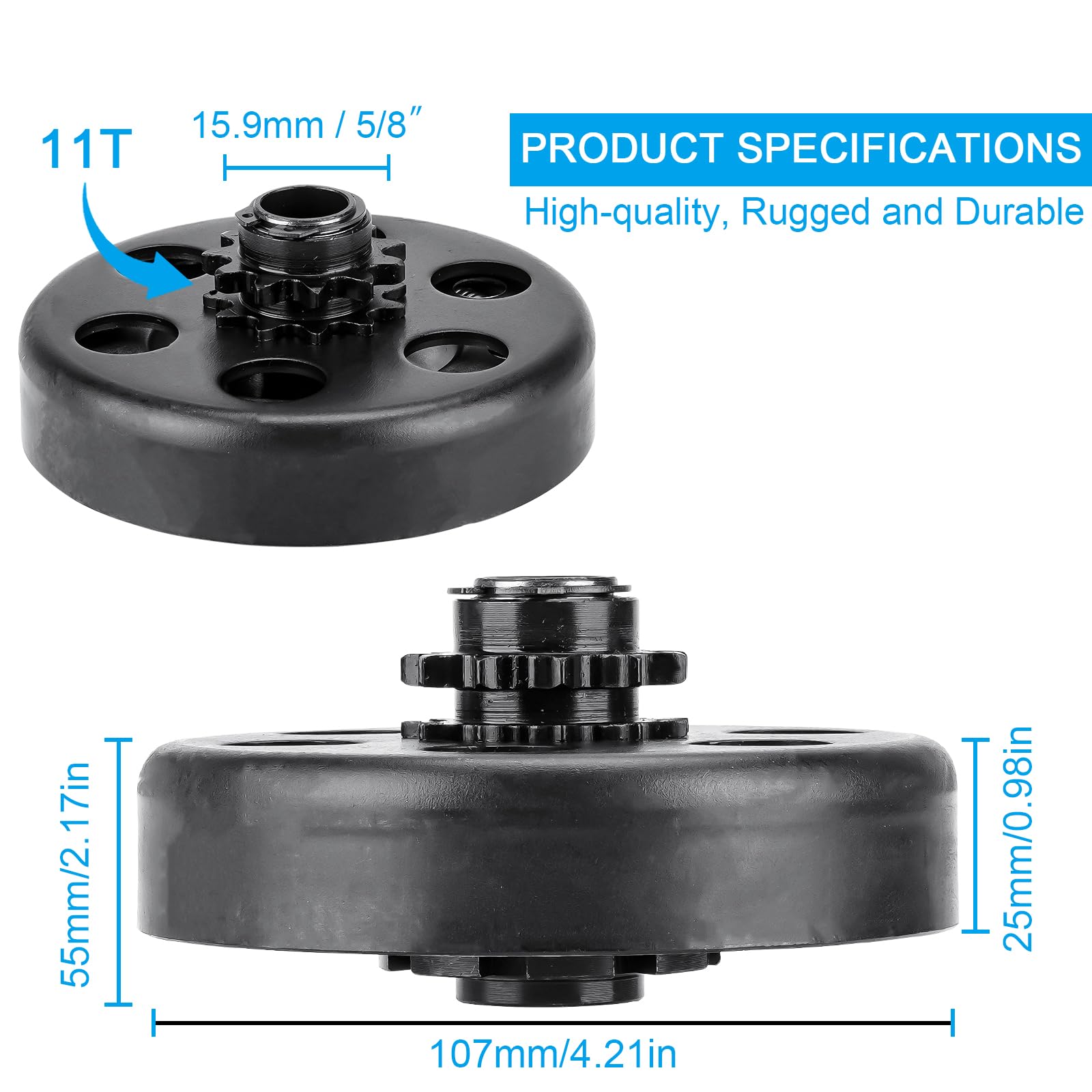 Youxmoto Go Kart Clutch 5/8'' Bore 11 Tooth For #35 Chain Predator 212 Clutch, 11T Centrifugal Clutch Perfect For Go Kart, Minib