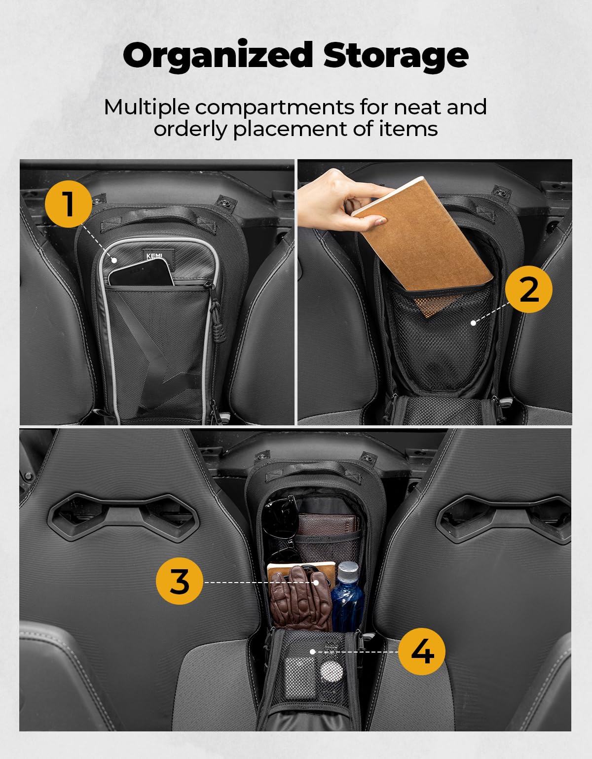 KEMIMOTO Center Bag 1.6 Gal Storage Bag Compatible with 2023+ CFMOTO ZForce 950 Sport & Trail/ZForce 800 Trail G2, 1680D Water R