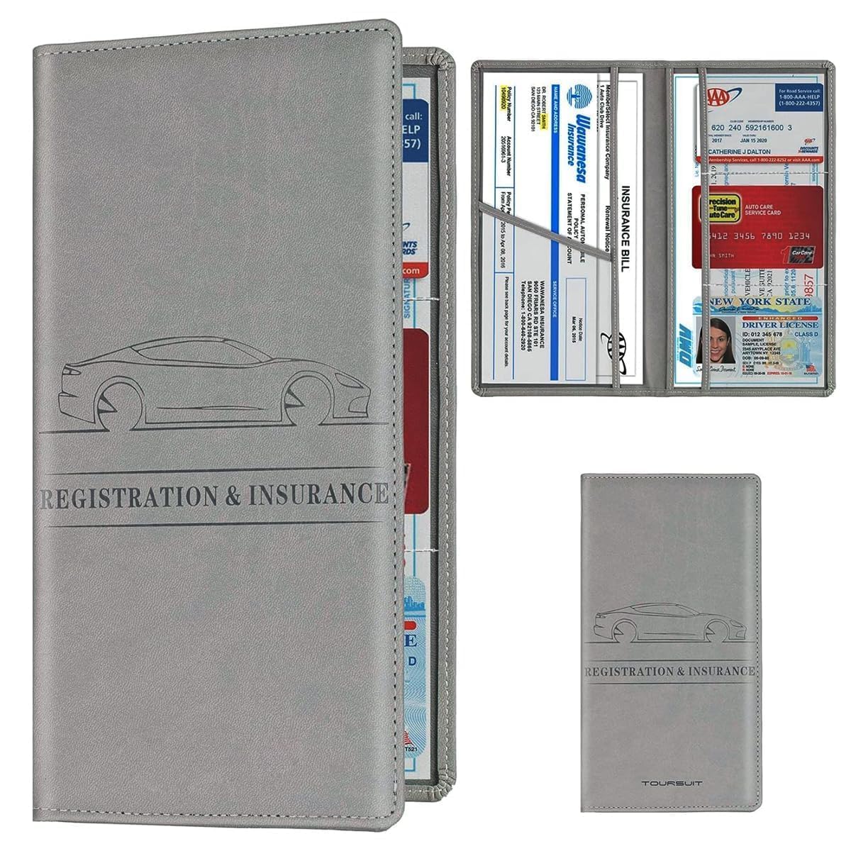dilivingo Car Document Holder with Magnetic Closure Vehicle Registration & Insurance Card, Driving Licence, RC Book Organizer wi