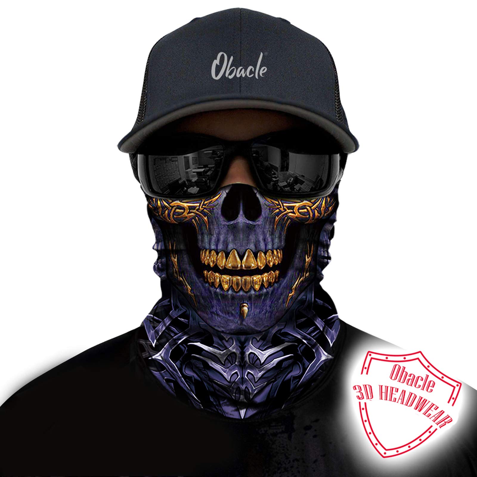 Obacle Skull Face Mask For Dust Wind Sun Protection 3D Tube Mask Bandana For Men Women Breathable Skeleton Mask Motorcycle Ridin