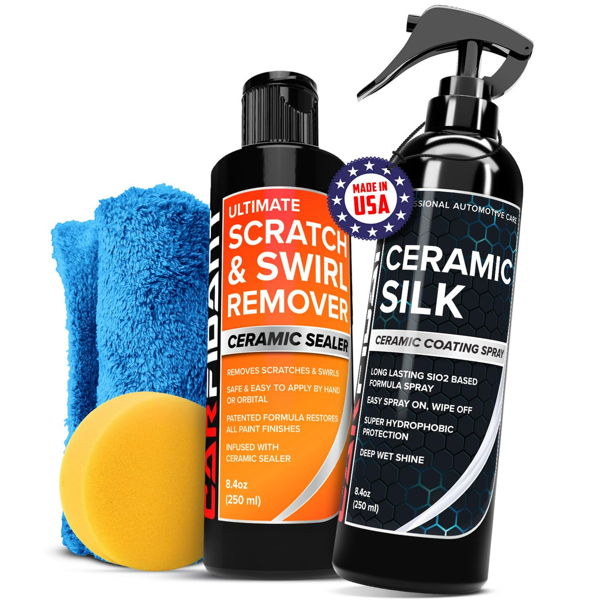 Carfidant Scratch & Swirl Remover with Ceramic Silk - Car Scratch Remover for Vehicles Paint Repair with Ceramic Coating Spray -