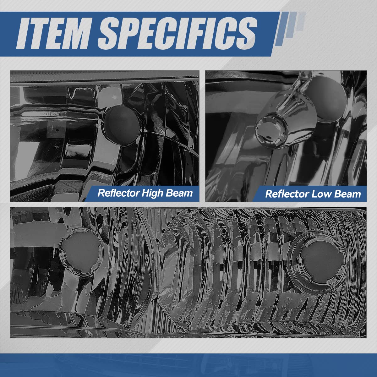 [Halogen Model] 4Pcs Oe Style Headlights Assembly With Bumper Lamps Compatible With Chevy Silverado Avalanche 03-07 (Without Factory Cladding), Driver And Passenger Side, Smoked Lens Amber Corner