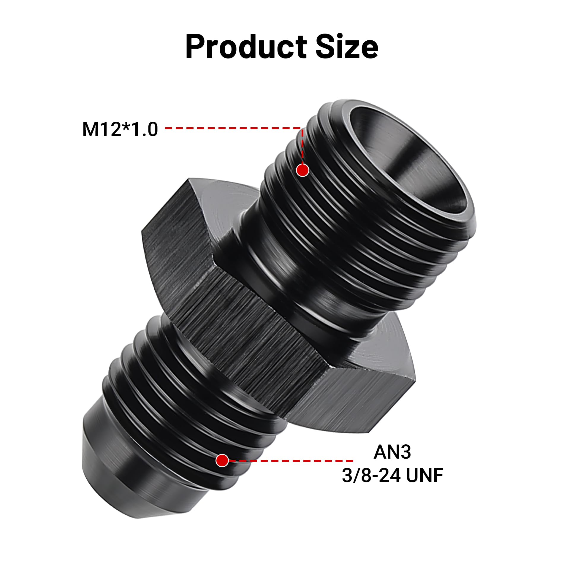 Evil Energy 3An Male Flare To M12 X 1.0Mm Male Metric Fitting Adapter Aluminium Alloy 2Pcs