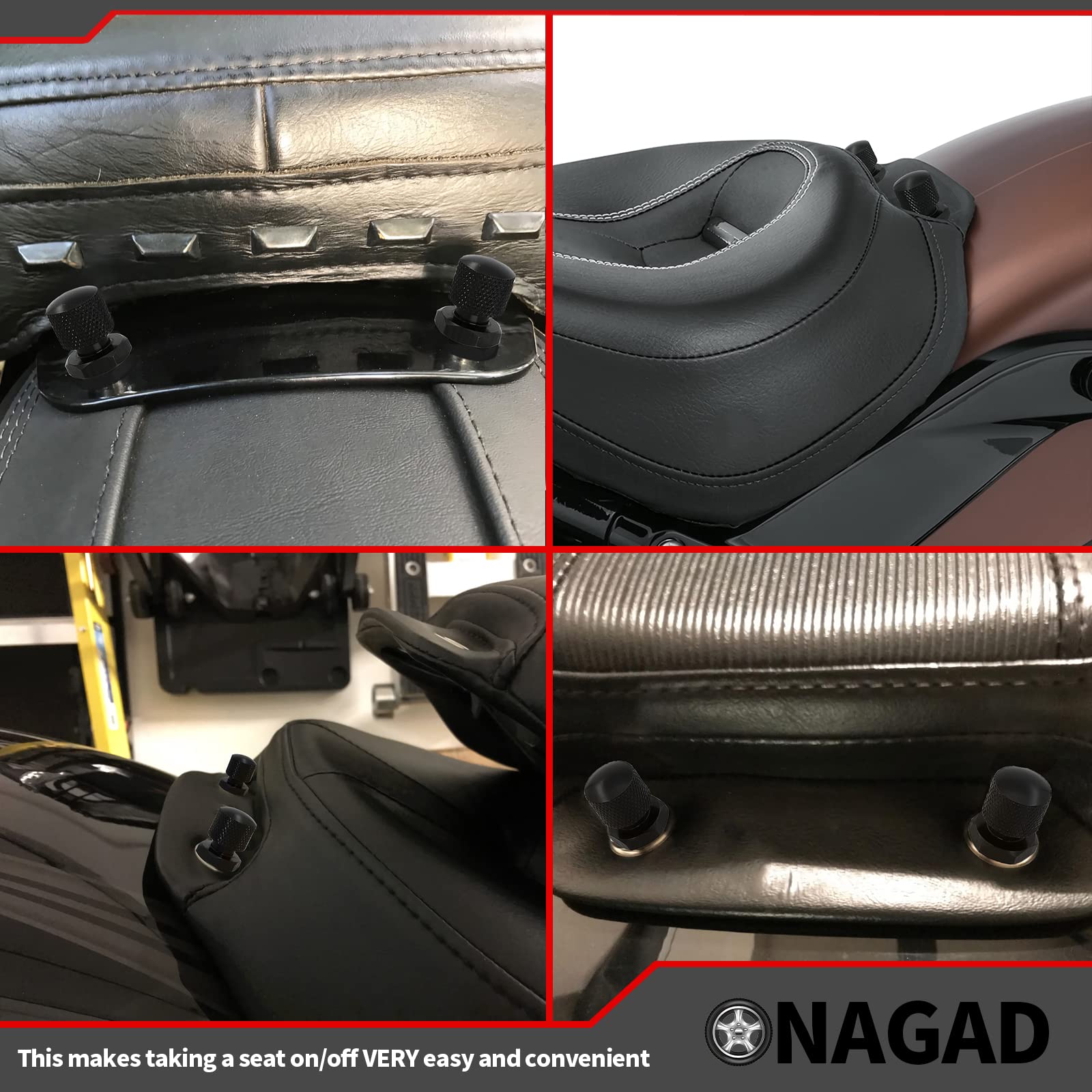 Solo Seat Mounting Nuts For Harley Davidson Touring Softail, Harley Seat Mount Fastener Hardware, Harley Solo Seat Nuts (Pack Of 2, Black)