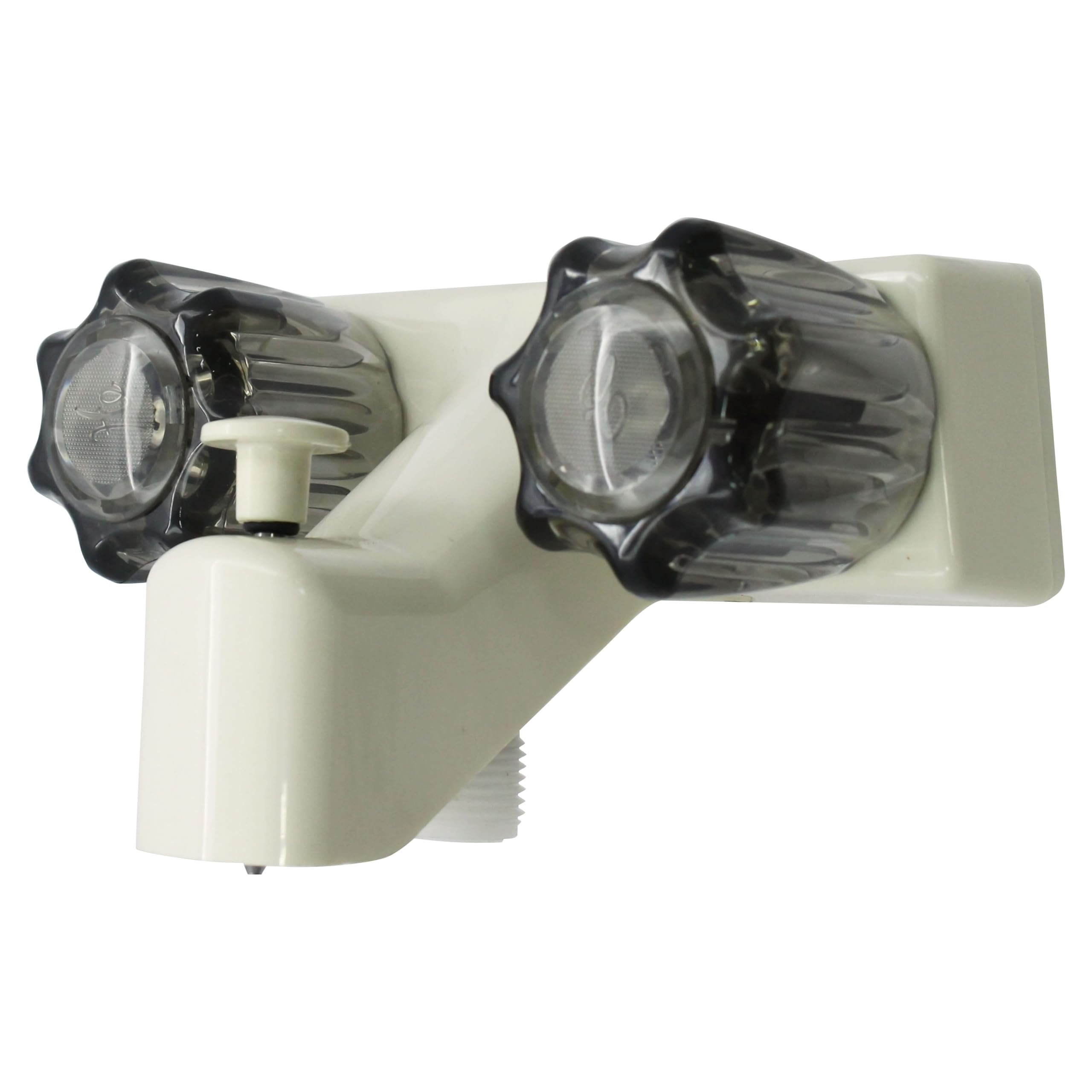 WMF Mobile Home RV Tub & Shower Faucet, Smoke Double Handles, 4 on Center, Parchment, for Travel Trailers, Campers Must Haves, M