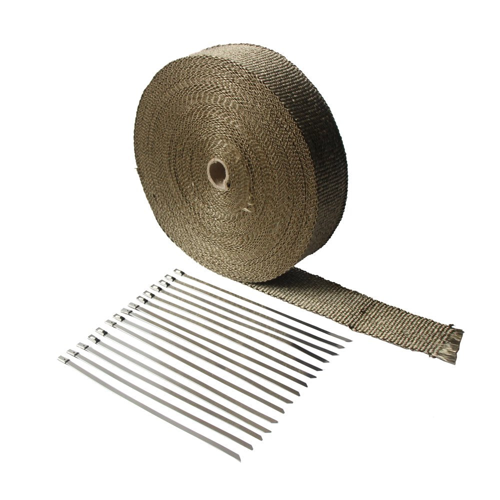 Ledaut 2''X 100'Titanium Exhaust Heat Wrap For Car & Motorcycle Exhaust Tape With Stainless Ties