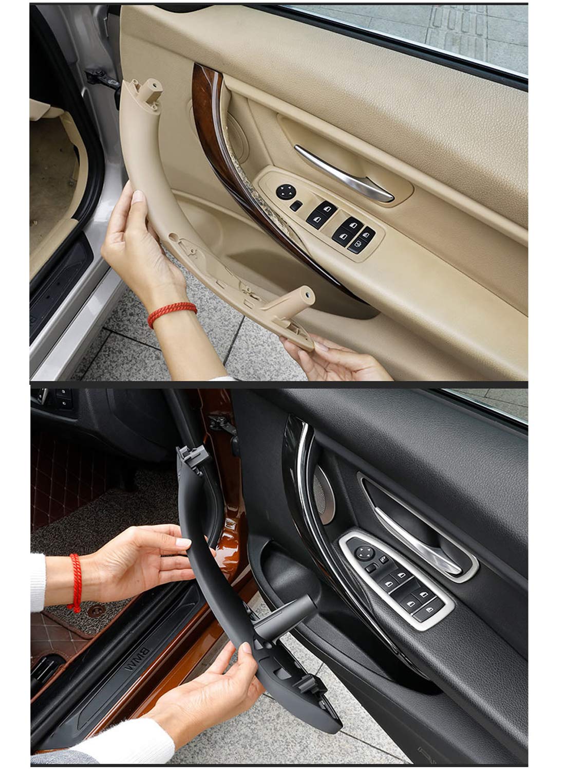 Jaronx For Bmw 3/4 Series Door Handle, Inner Door Supprot Handle Pull Strap Grab Cover Passenger Side Right Front Armrest Bracke