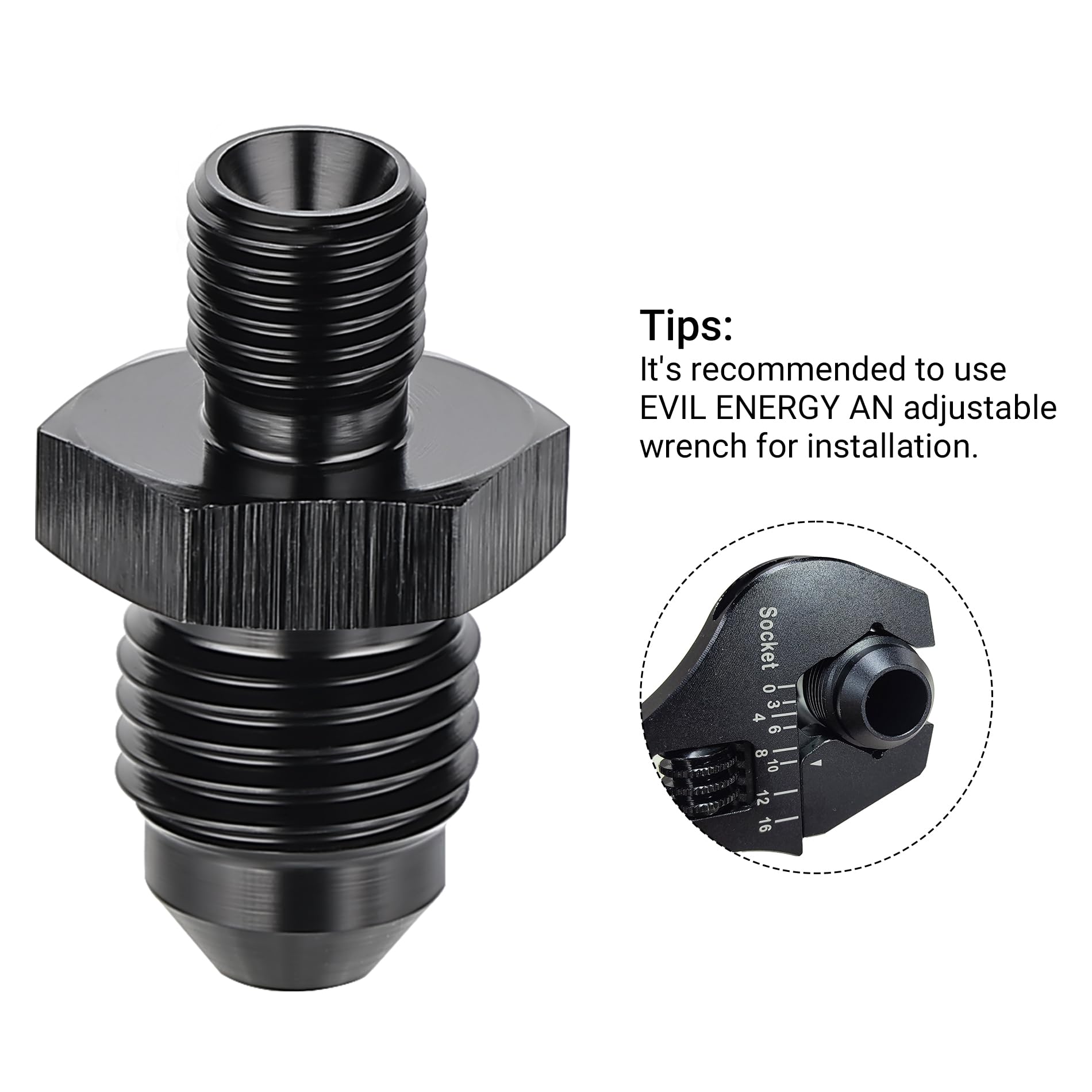 Evil Energy 4An Male Flare To M6 X 1.0Mm Male Metric Fitting Adapter Aluminium Alloy 2Pcs