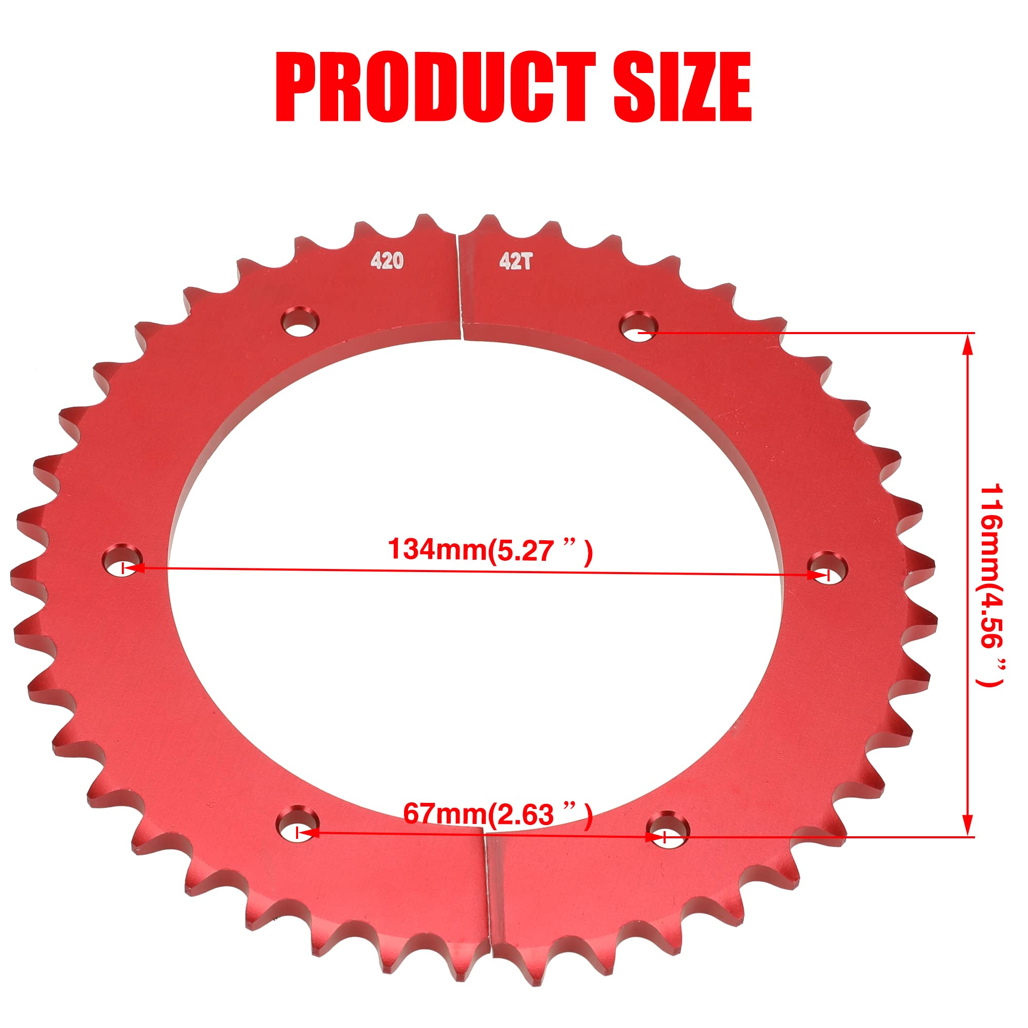 Grehua Universal Split Sprocket 420 Chain 42 Tooth Rear Drive Wheel Aluminum Sprocket For Predator 212Cc 196Cc 420Cc 389Cc 301Cc