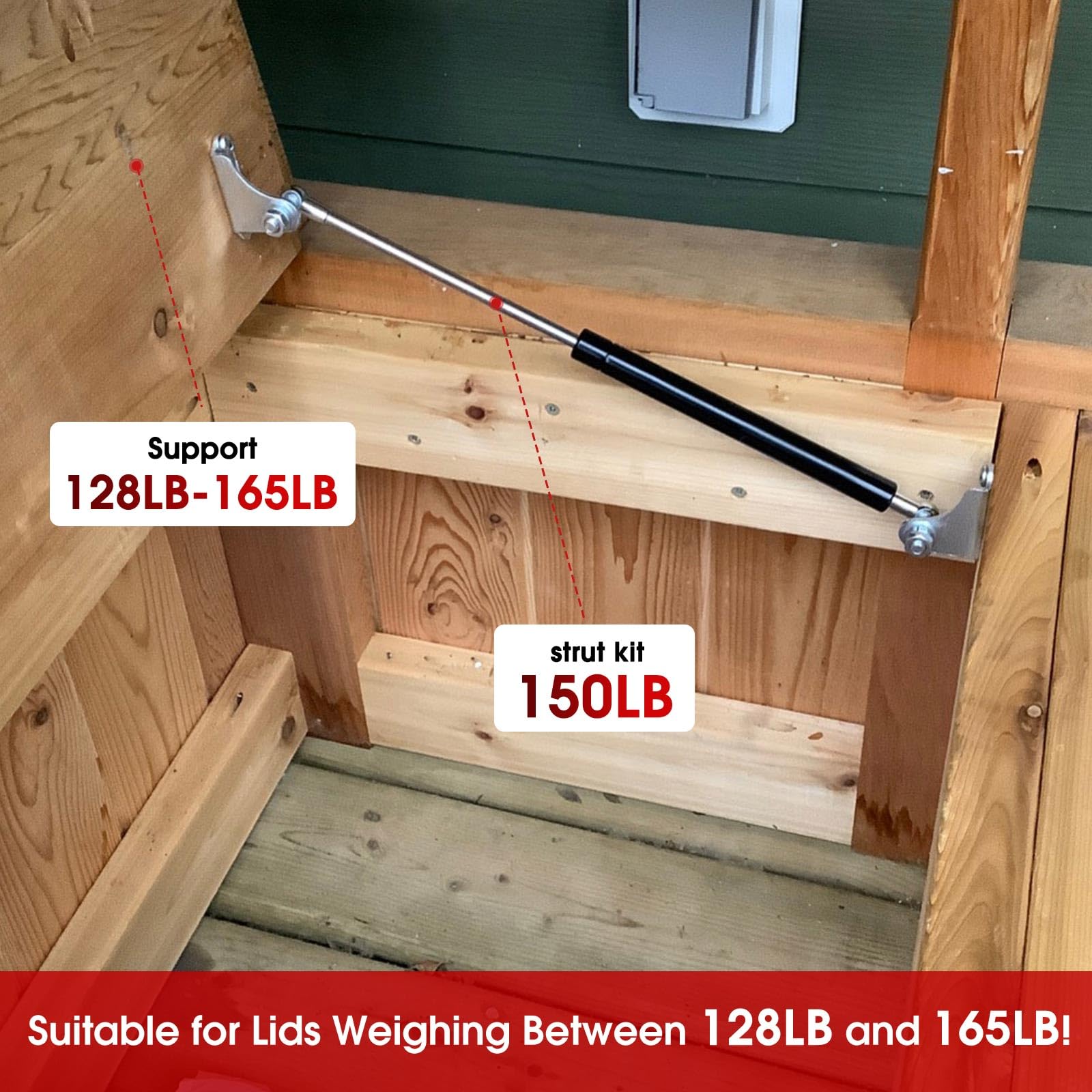 17 Inch 150Lb/668N Heavy-Duty Gas Shock Strut Spring For Tool Box Rv Bed Cabinet Boat Cover Door Lid And Custom Projects, A Set